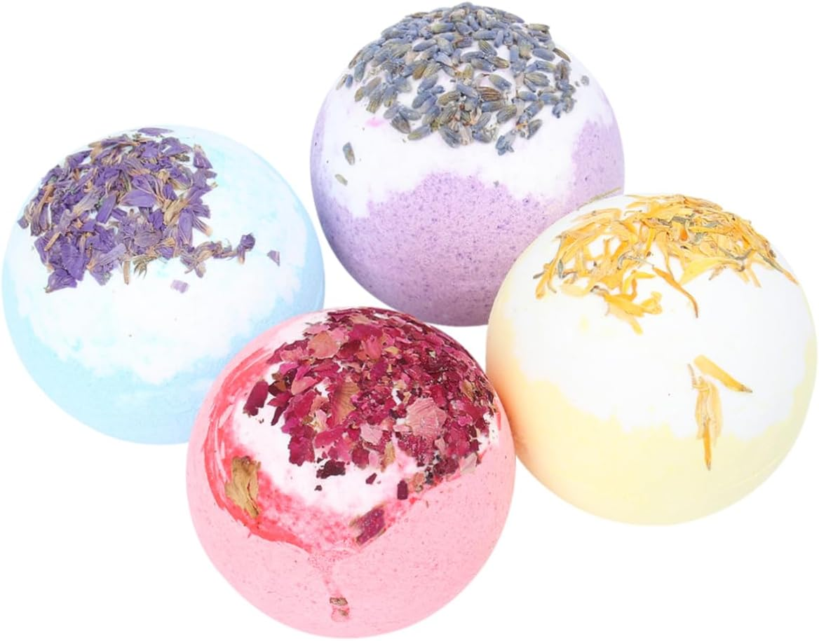 Luxurious Spa Bathing Balls 4 Pack Home Salt Balls Moisturizing Properties Flower Pattern For image number 5