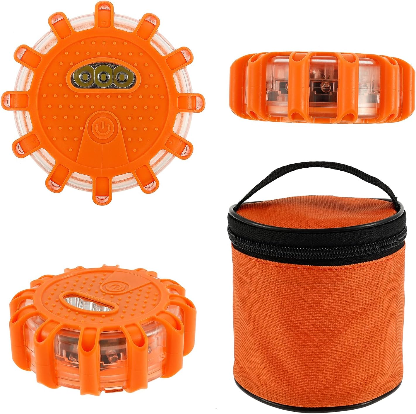 3Pcs LED Road Flares Emergency Safety Warning Light Kit with 9 Glow Modes Rechargeable Design for Vehicles and Boat(Orange) image number 3