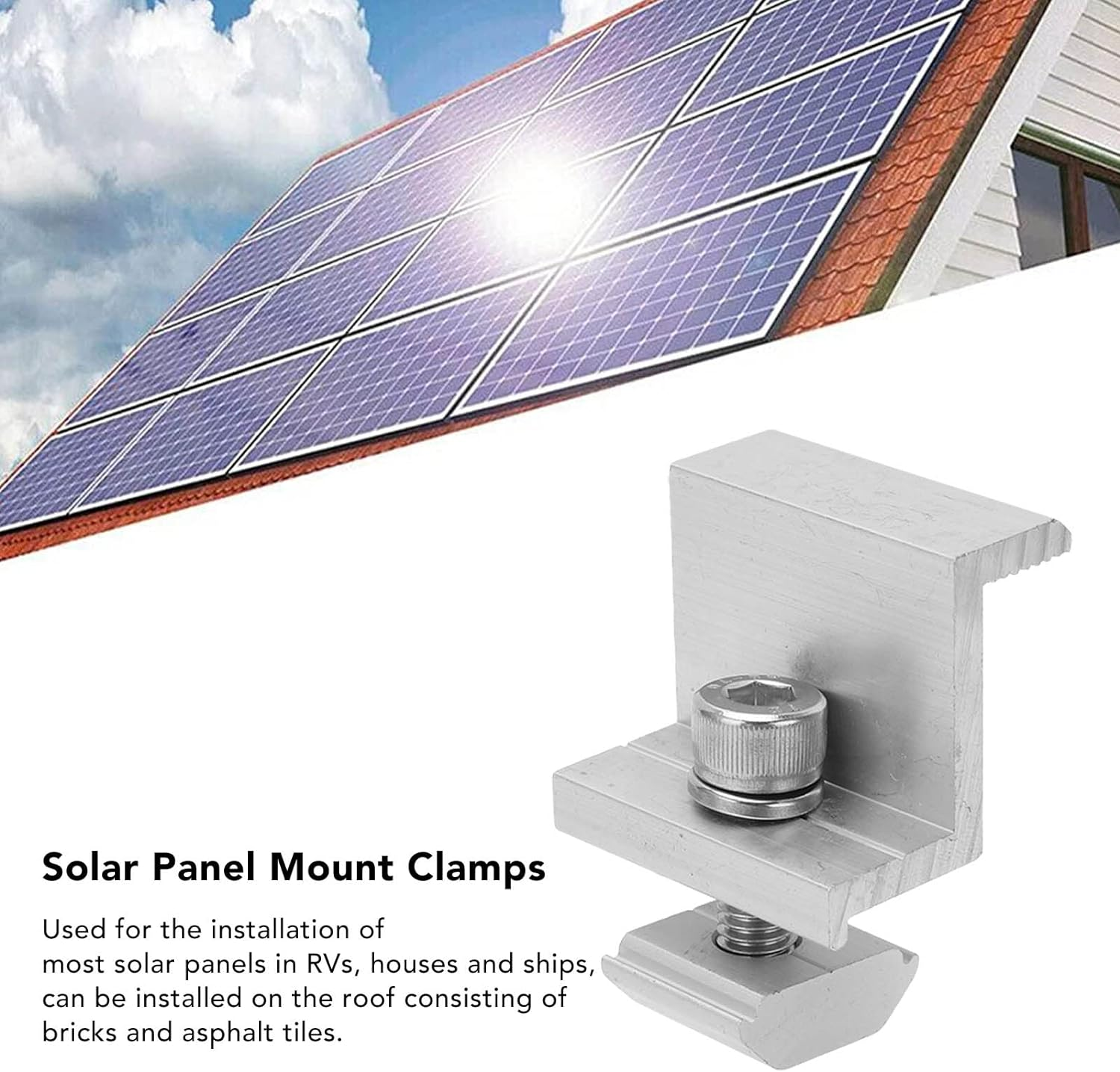 10PCS PV Mounting Side Clamps Aluminum Solar Panel Z Brackets Mounting Kit for RV House Boat 30Mm image number 1
