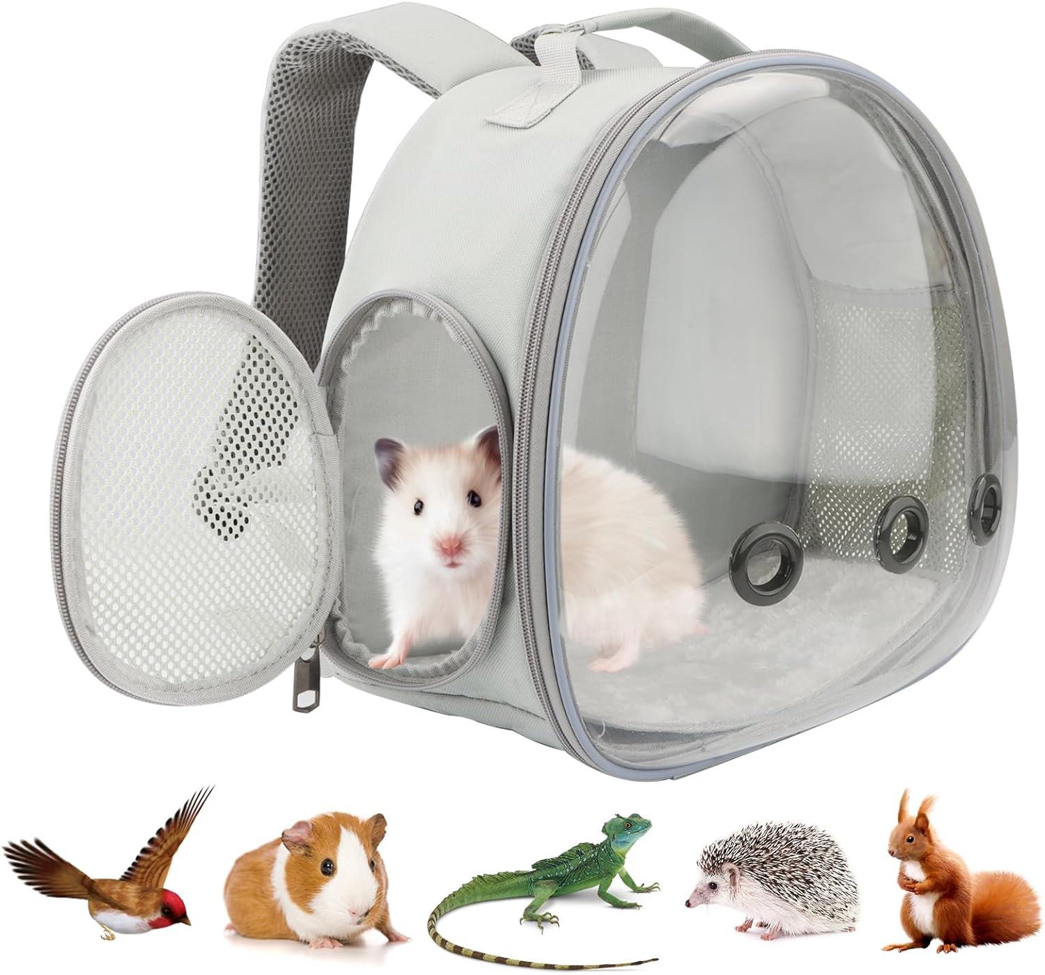 Small Animal Carrier Bag - Portable Hamster Carrier Outgoing Travel Pouch, Breathable & Perspective, Perfect for Parrots Ferret Hedgehog Squirrel Chinchilla Sugar Glider (Backpack-Pink)