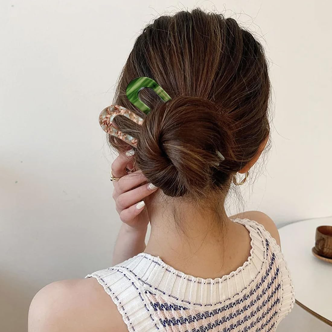 SGERUFZ 2 Pieces U Shaped Hair Clips Hair Clips Hairstyle French Hair Clips Hair Accessories for Girls and Women image number 5