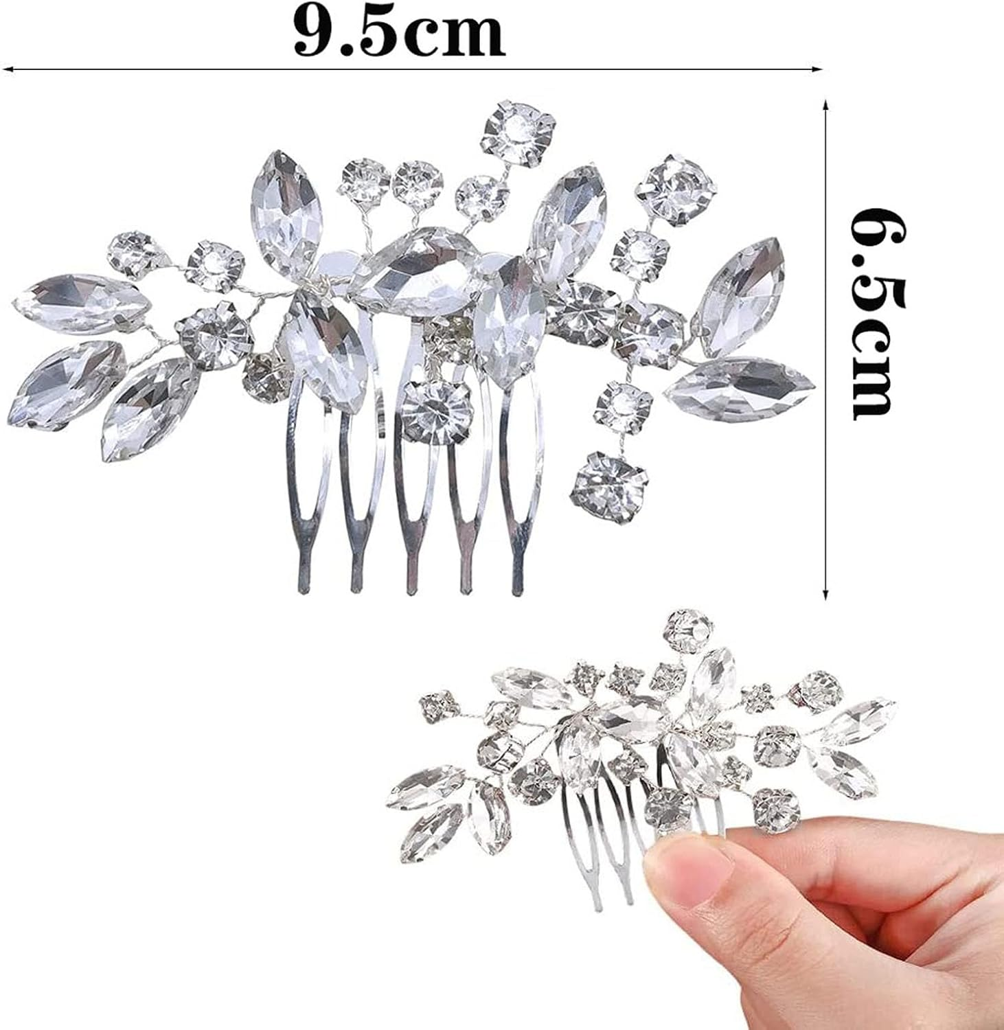 Bridal Flower Side Hair Clips,Bride Crystal Hair Comb Crystal Rhinestone Wedding Hair Comb Bride Crystal Hair Comb Bridal Wedding Hair Clip Comb for Women and Girls image number 1