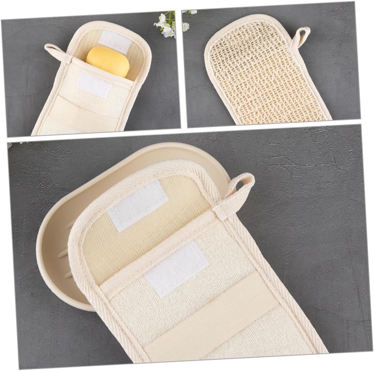 OATIPHO 2Pcs Portable Exfoliating Soap Pouches Multi-Function Cotton and Linen Soap Bags for Bathing for Storage and Skin Care for Home and Travel Use image number 1