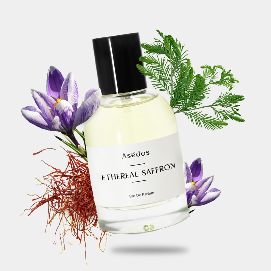 Asēdos - Ethereal Saffron EDP Spray | Inspired by Baccarat Rouge 540 EDP | Eau De Parfum | Unisex EDP | Vegan, Colorant Free | Animal Cruelty Free | 50Ml 1.7 Fl Oz