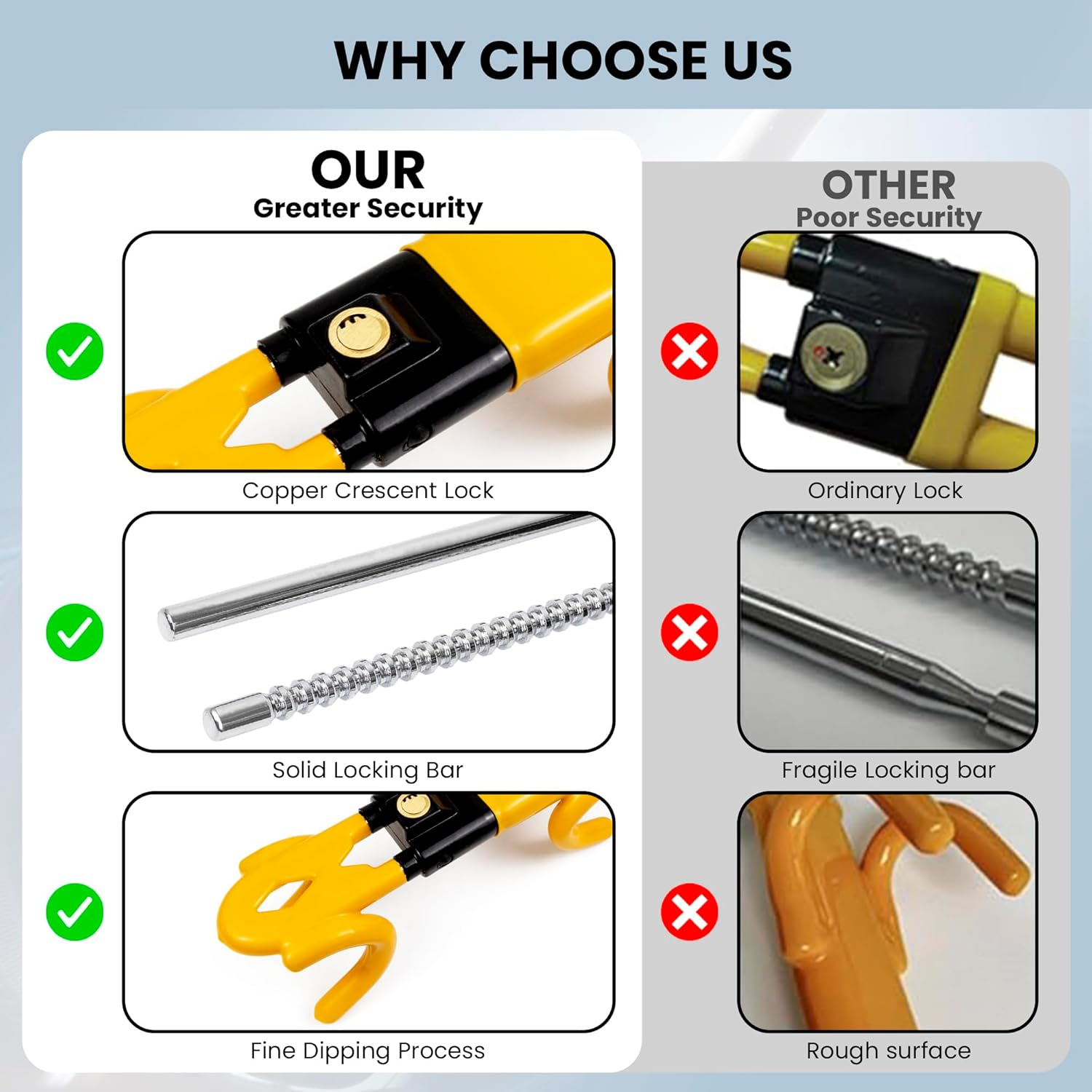 Steering Wheel Lock & Car Lock anti Theft - anti Apex Heavy Duty Club Lock - Adjustable Steering Wheel Locks anti Theft - Universal High Security Steering Lock for Most Cars image number 2