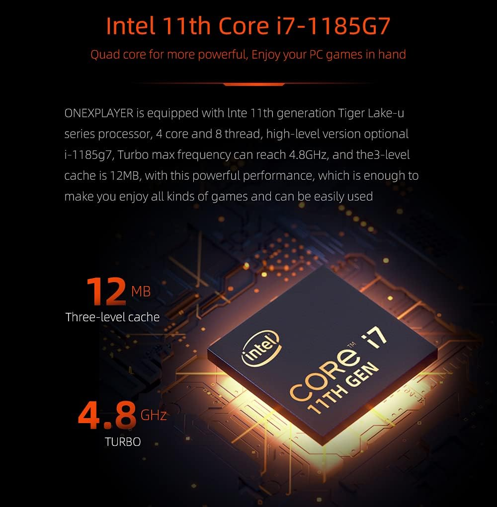 QUJUSO Onexplayer 8.4" Handheld Game Console Portable PC Mini Laptop UMPC Win 10 11Th Core Tiger Lake I7-1165G7 16GB LPDDR4 RAM/1TB Nvme M.2 SSD image number 5
