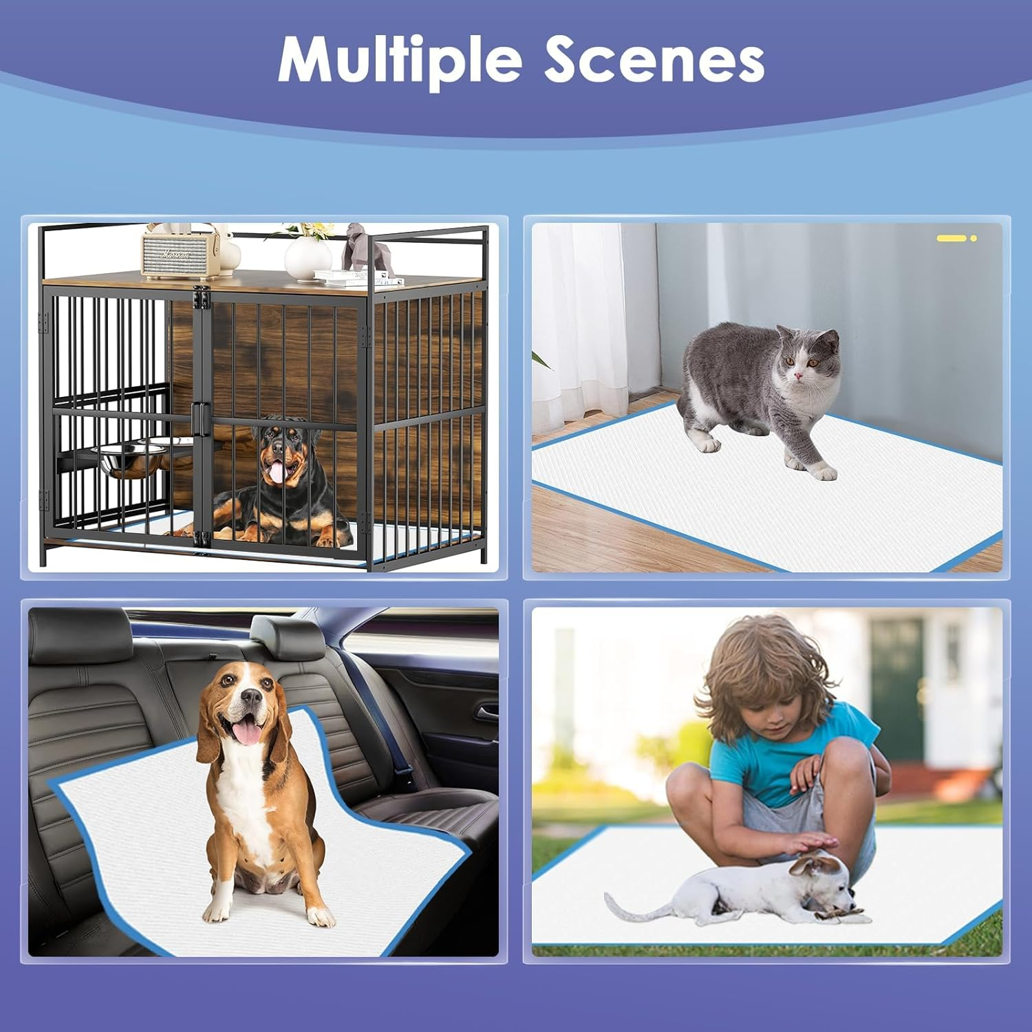 100Count Puppy Pads with Adhesive Strip Fixation , 60*60Cm Large Toilet Training Pads , Instant Absorbent and 6 Layers Leak Proof Design, Pee Disposable and Durable Pads for Dogs, Fast Drying Mat image number 3