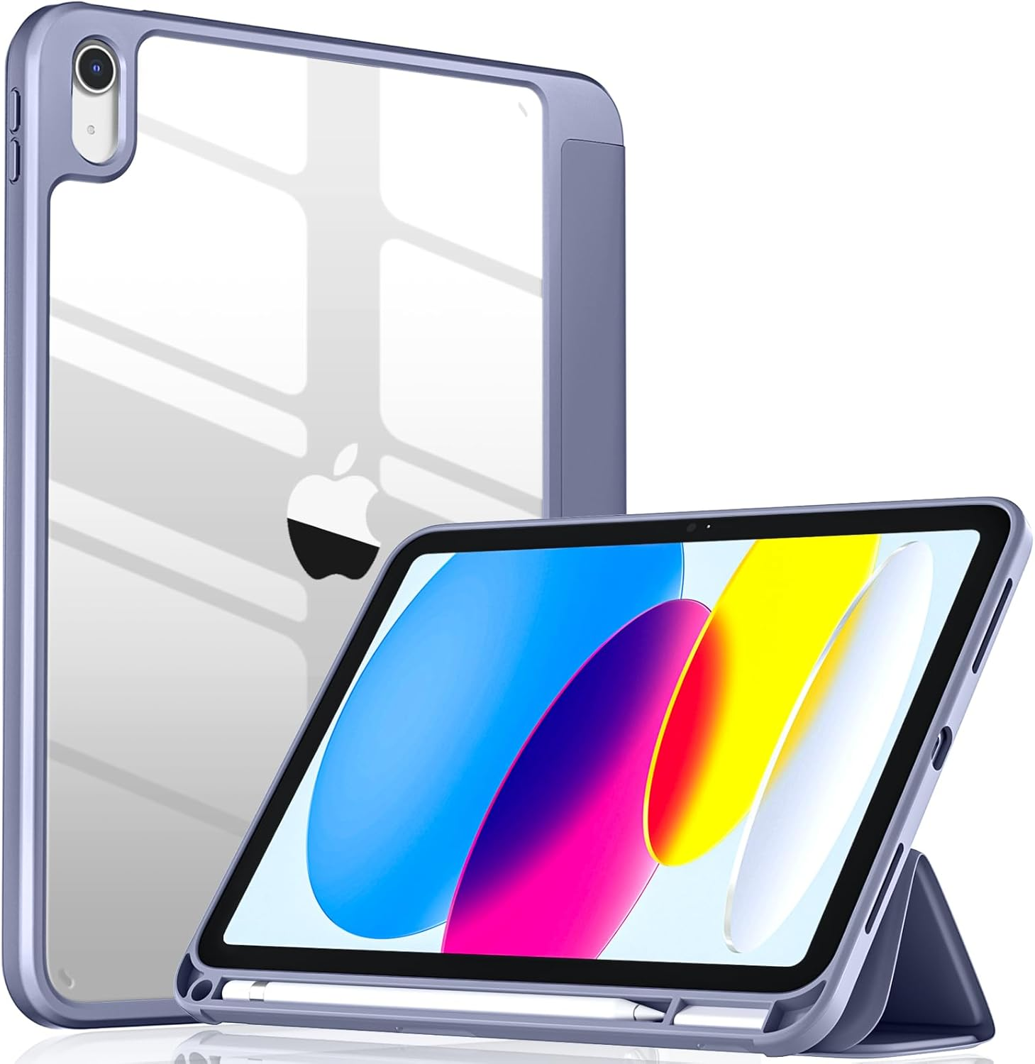 Getino Compatible with Ipad 10Th Generation Case with Pencil Holder, Ipad 10.9 Case with Clear Transparent Back Shell, Auto Wake/Sleep, Shockproof Slim Cover for Ipad 10 Gen 10.9 Inch 2022, Bluegray image number 5