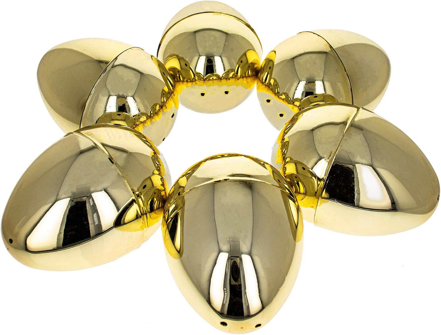 Set of 6 Large Size Very Shiny Golden Plastic Easter Eggs 4 Inches