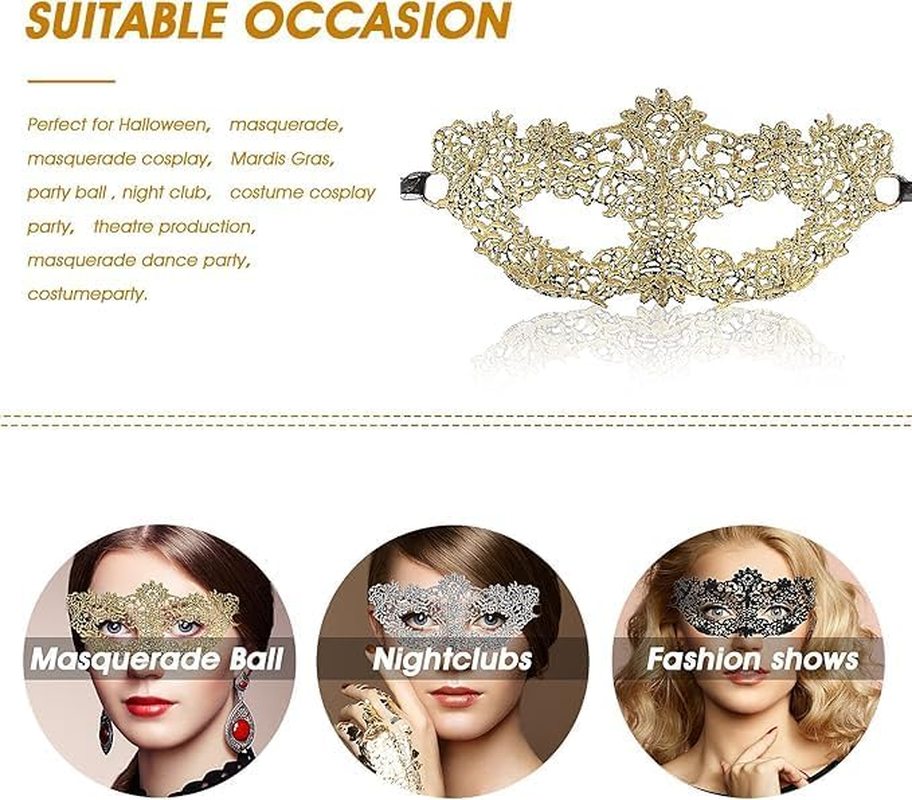 3 Pcs Adult Masquerade Mask Mysterious Fun Lace Masks for Couples Women Man Lace Headpiece Disguise for Costumes