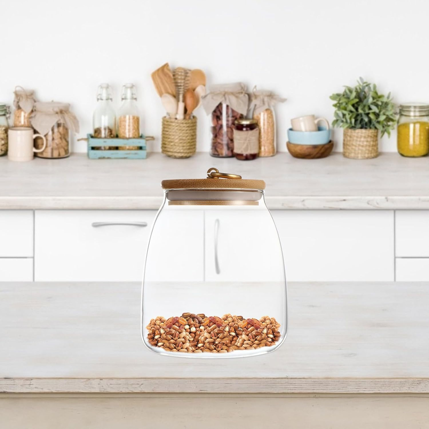 Healifty Glass Food Storage Canister 900Ml with Airtight Seal for Pantry Organization and Snack Keeping image number 5