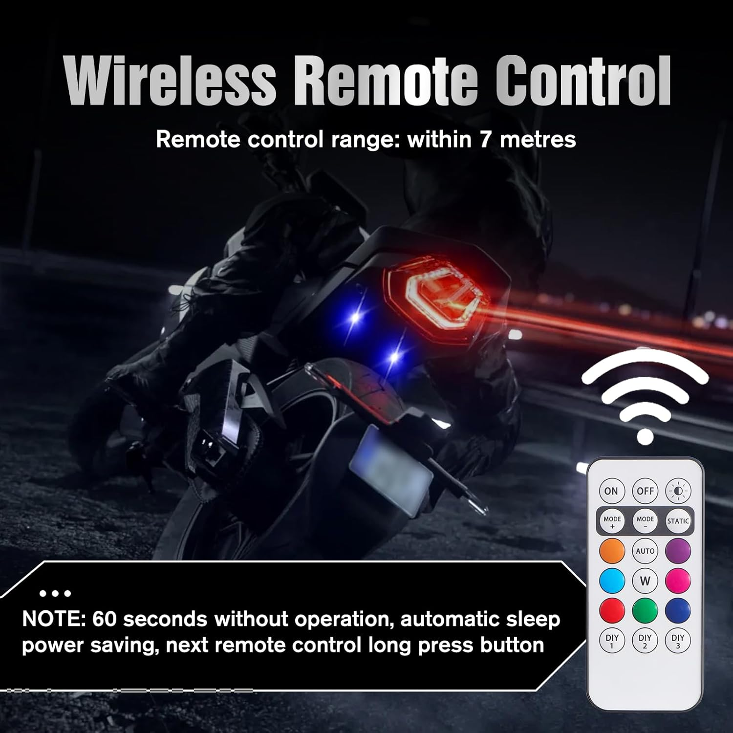 Kaidengzhe Wireless LED Strobe Lights with Remote Control, 8 Colors USB Rechargeable Anti-Collision Warning Light, High Brightness Flashing Light for Car Drone Truck Motorcycle Aircraft Bike, 4PCS image number 2