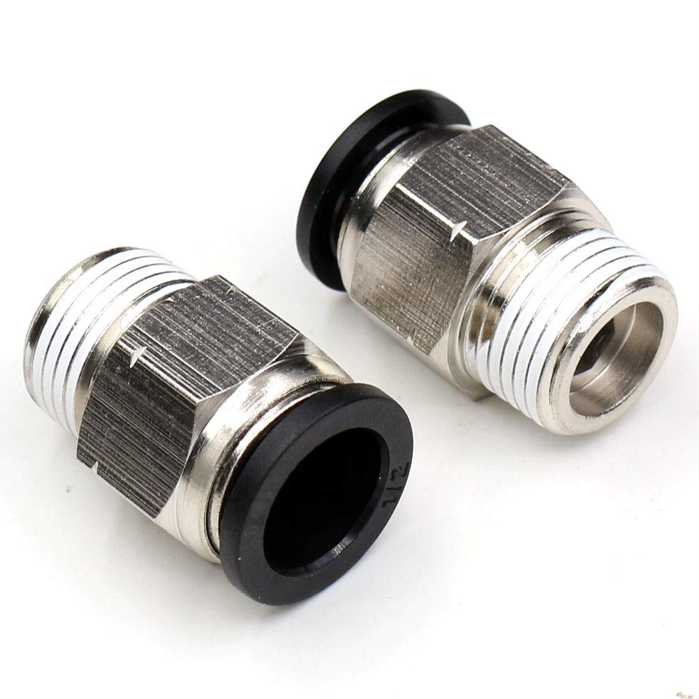 CEKER 1/2 Push to Connect Fittings Air Fittings PC 1/2 Inch Tubing Od X 3/8" NPT Thread Male Air Line Fittings Pneumatic Fitting Push in Connector Compression Fittings Quick Connect Fittings 2Pack image number 4