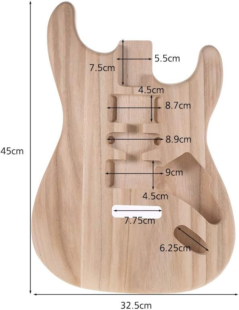 ACAGALA ST01-TM Unfinished Handcrafted Guitar Body Candlenut Wood Electric Guitar Body Guitar Barrel Replacement Parts