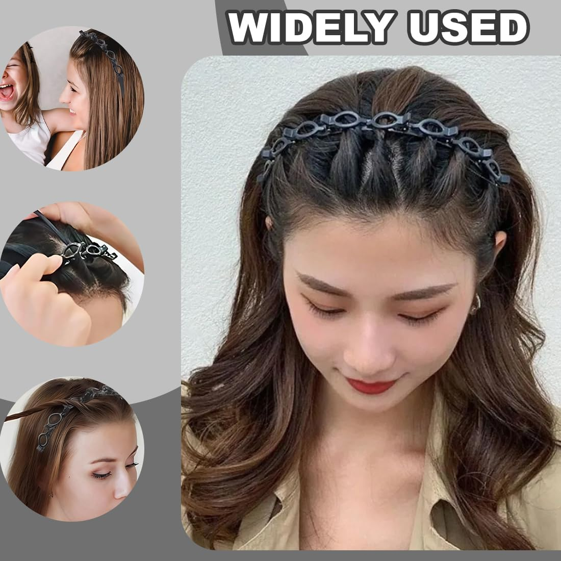 Bangs Hairstyle Hairpin, Headband with Clips and Prongs for Women, Hairstyle Aid Headband with Clips, Hairpins Hairdressing Supplies Women image number 2