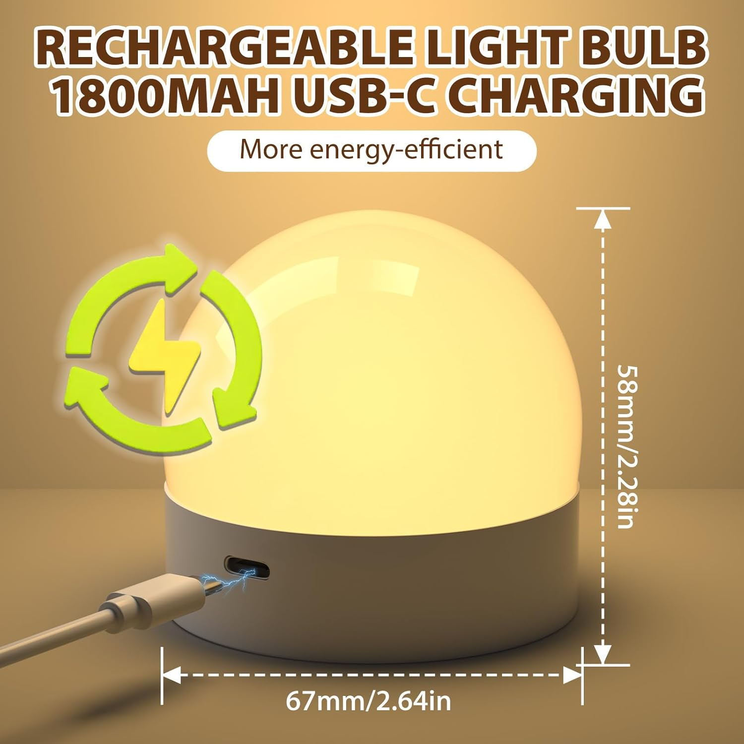 LED Light Bulbs,Remote Control,40W Equivalent,300Lumens,B22 Detachable Charging,3 Timers,5 Dimmers,Led Emergency Puck Lamp, Type-C Charging image number 3