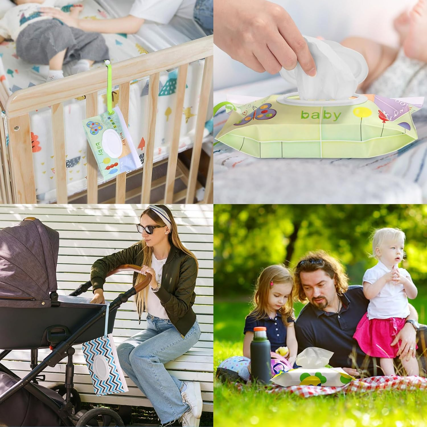 4 Packs Baby Wipes Dispenser,Portable Reusable Travel Holder & Cas,Refillable Wet Container for Diaper,Keeps Fresh Lightweight Bags Pouch Travele image number 1