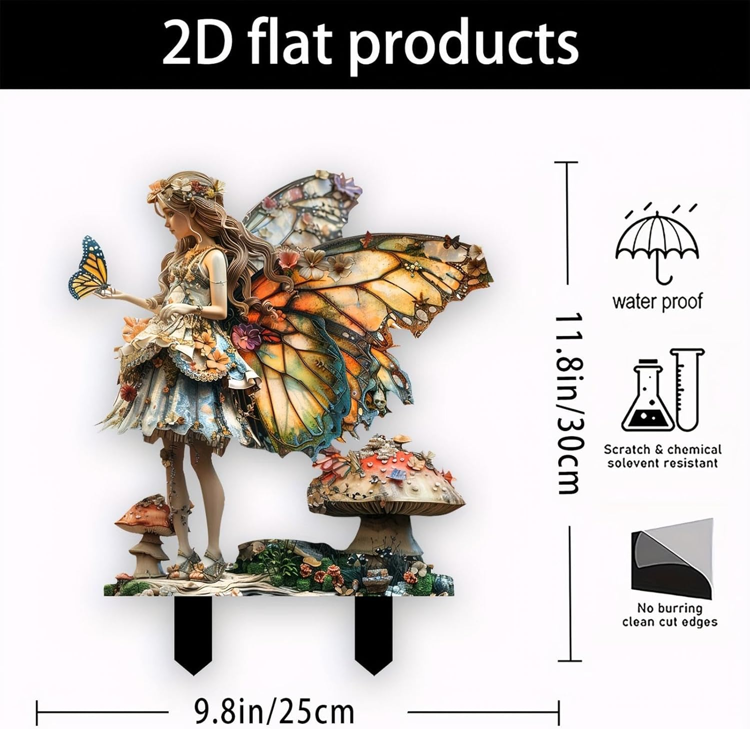 Leeqinersw Fairy Decorative Garden Stake 2D Lawn Ornament for Pathway Bonsai Backyard image number 4