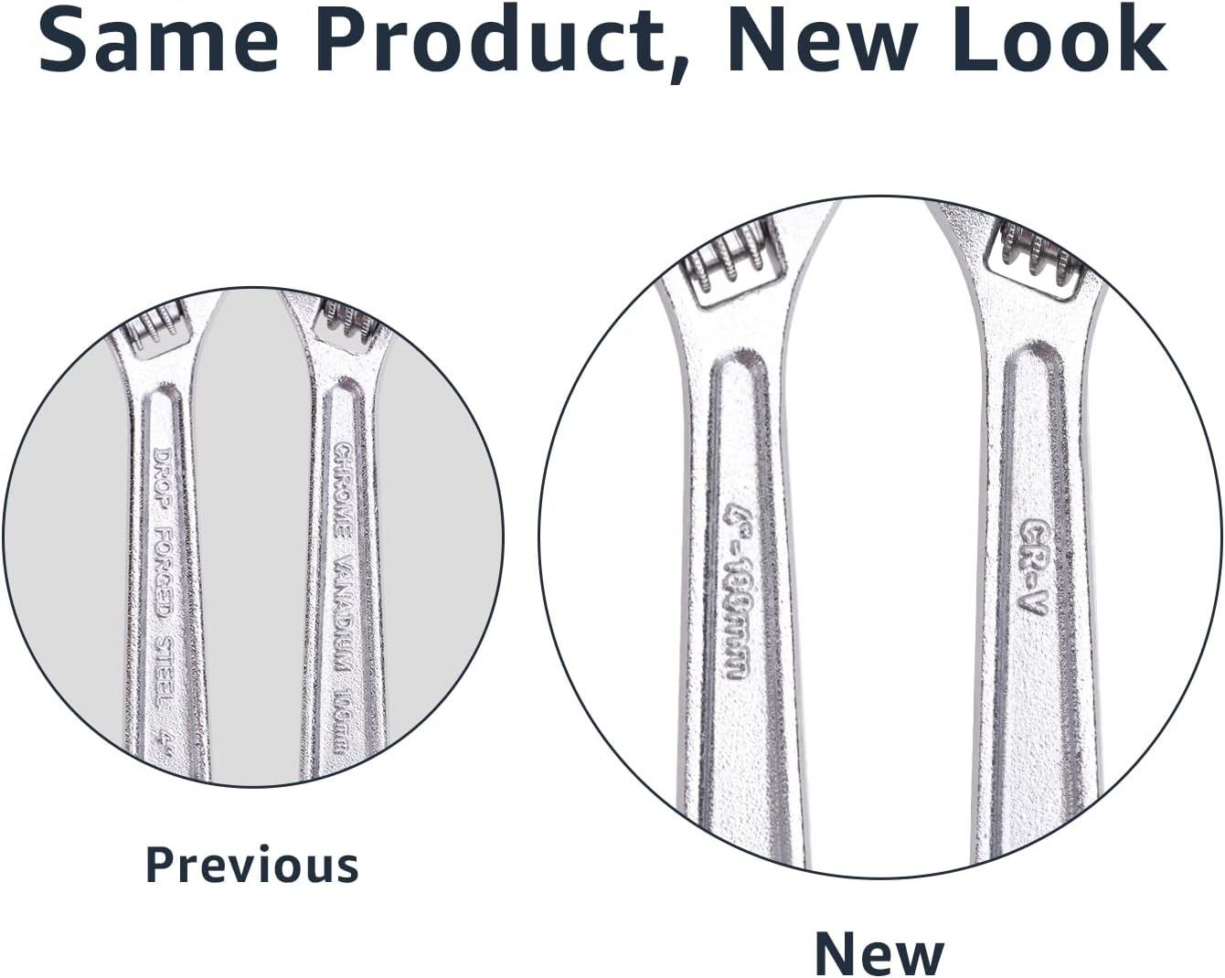 Amazon Basics Adjustable Wrench with Inch/Metric Scale, Chrome-Plated, 4-Inch (100Mm) image number 2