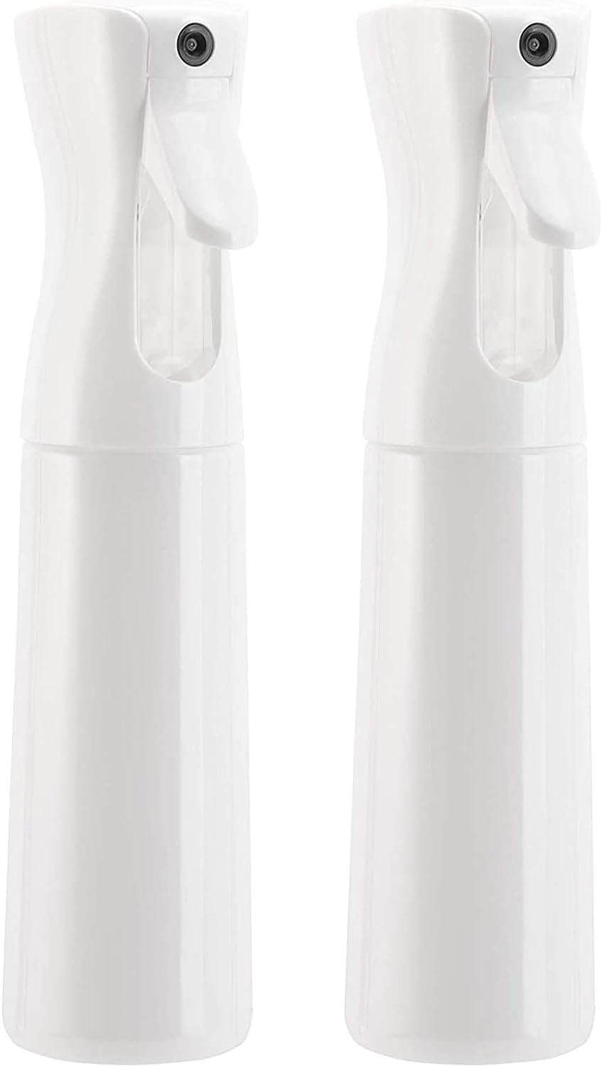 2 Pcs Hair Spray Bottle Fine Mist Sprayer Empty Spray Bottles 300Ml Fine Continuous Spray Water Bottle for Hair Styling, Plants, Cleaning, Misting and Skin Care - White