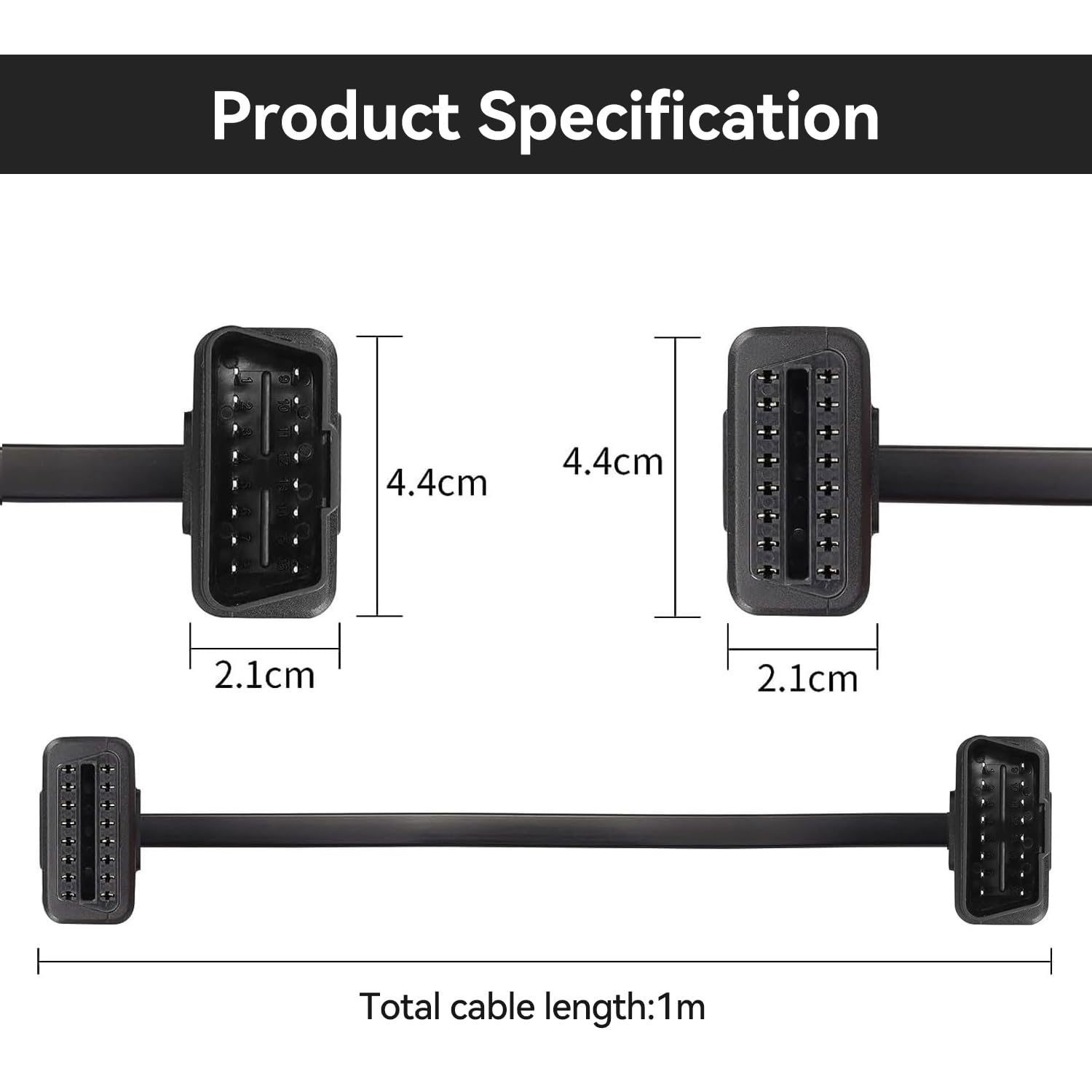 3.3Ft/1M Car OBD2 Extension Cable Professional Automotive Diagnostic Scan Tool 16 Pin Male to Female OBDII Extend Cable for Car Diagnostic Extender Cord Adapter image number 1