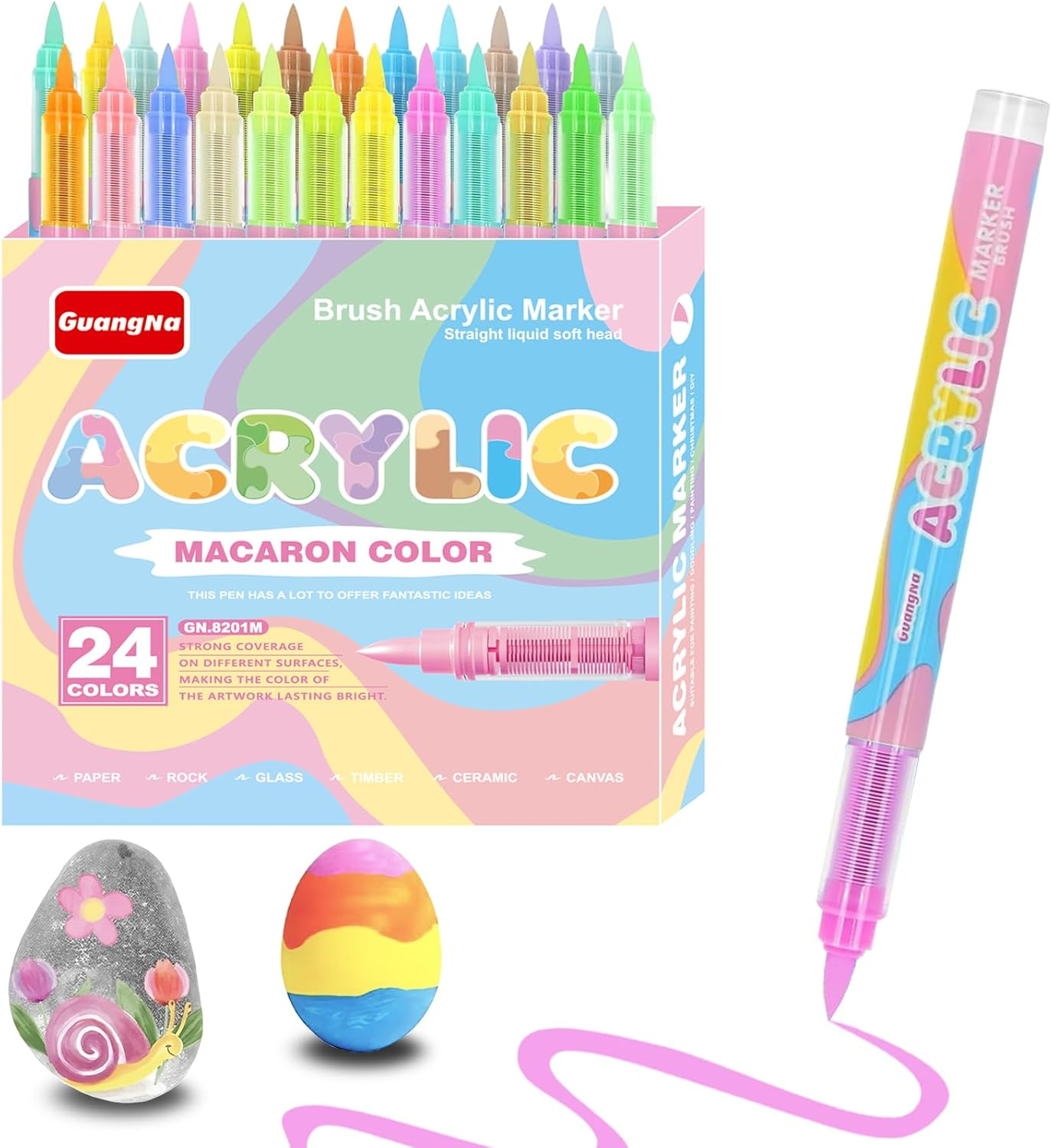 Black Acrylic Paint Pens, 12 Pack Soft Brush Tip Acrylic Paint Markers, Colouring Drawing Waterproof Art Markers for Wood, Metal, Ceramic, Fabric, Stone, Egg, Rock Painting and DIY Art Crafting image number 4