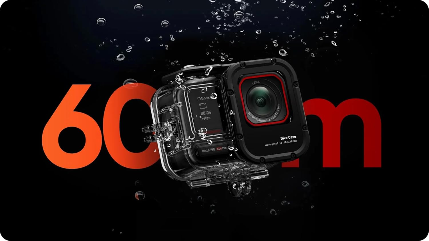 Insta360 Underwater Case Compatible with Ace Pro 2 60 Meters Water Resistant Clear Glass Lens image number 1