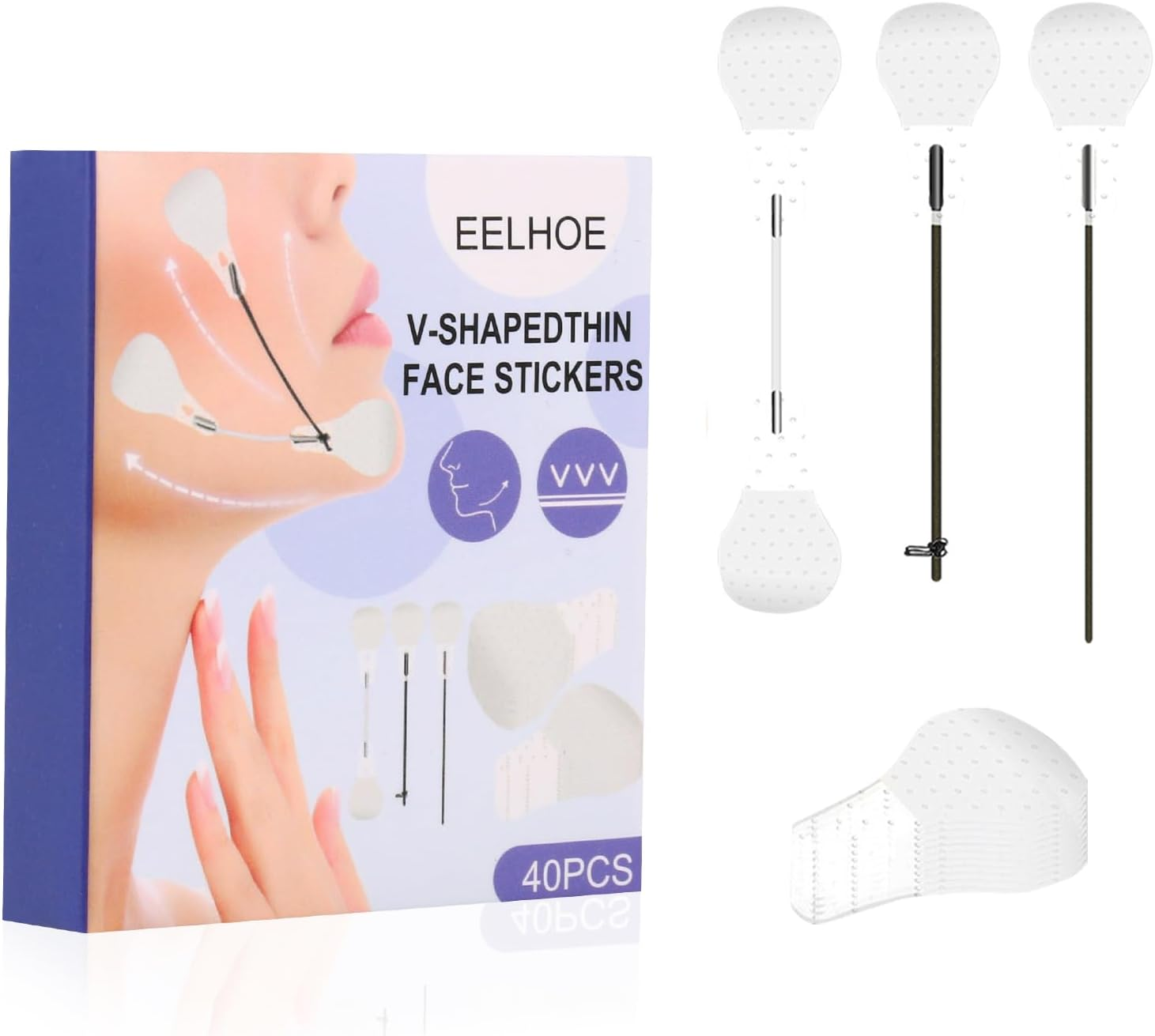 40 Pcs Face Lift Tape, Invisible Waterproof Lifting Stickers, Instant Skin Tightening Solution, Convenient and Invisible for a Natural Lifted to Conceal Wrinkles Double Chin and Sagging Skin image number 1