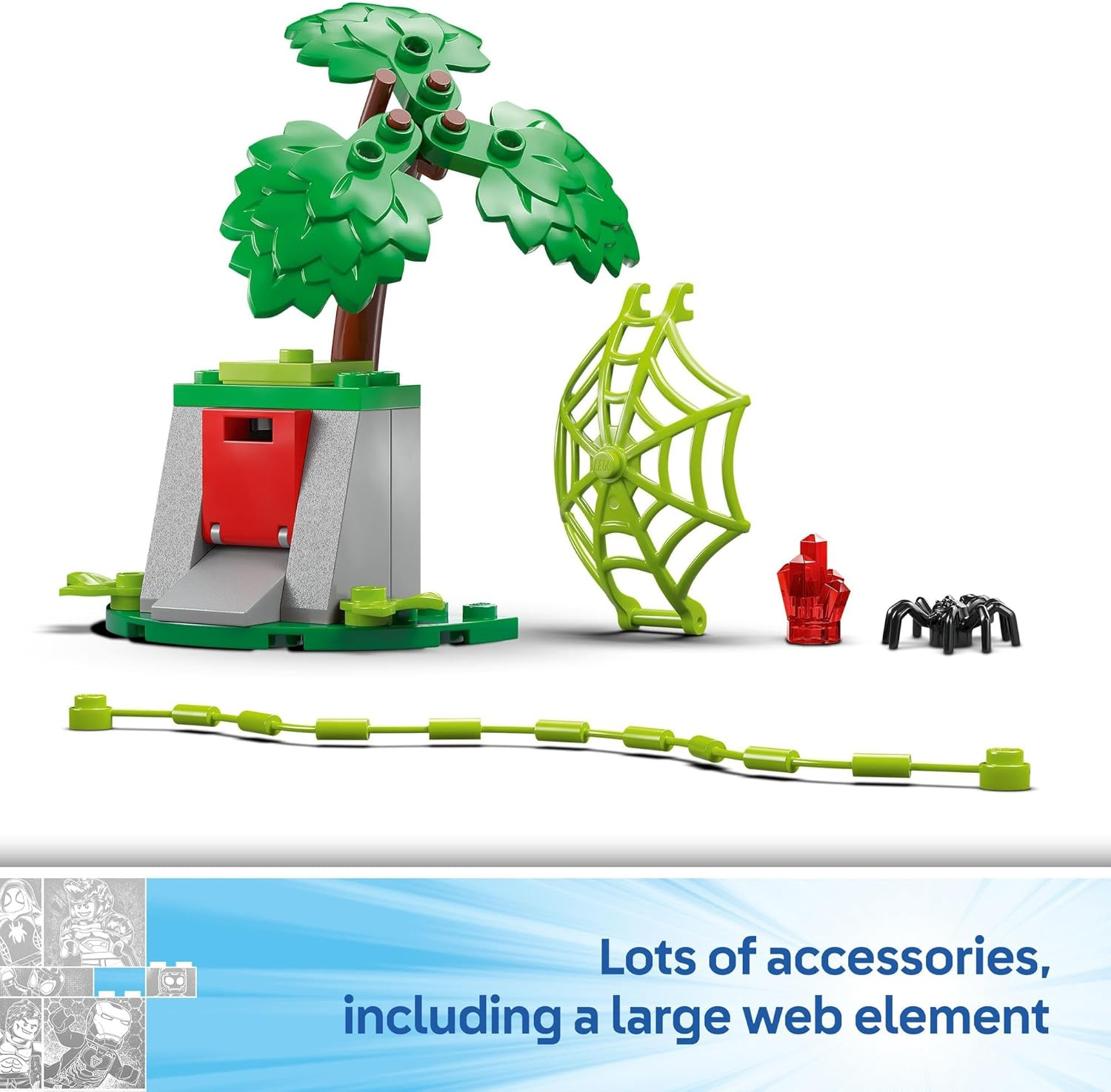 LEGO Marvel Spidey and His Amazing Friends Spin and Electro Dinosaur Chase Building Toy for 4+ Year Old, Creative Set with 2 Minifigures,Spiderman Superhero Car & Kids Toy Motorbike 11198 image number 1