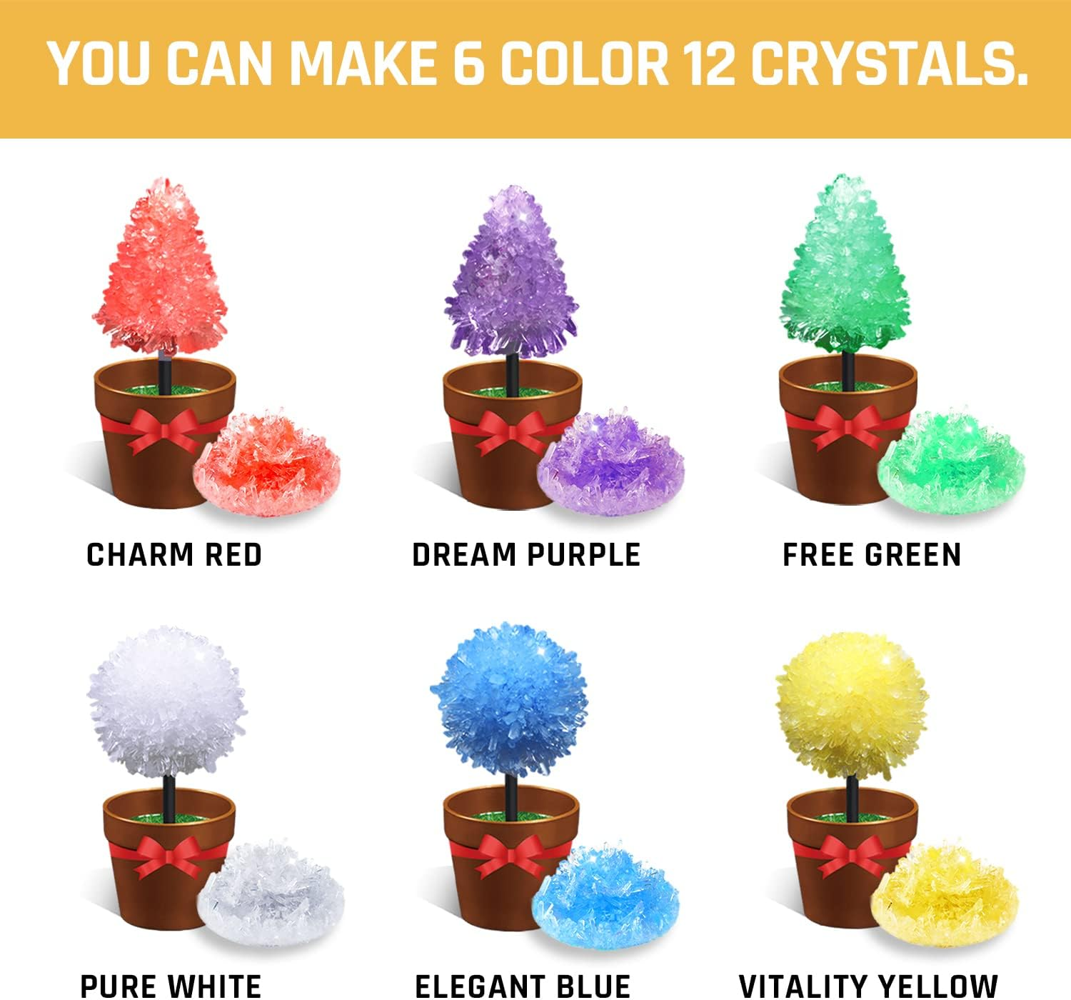 Crystal Growing Science Kit for Kids &ndash; Grow 3 Crystal Trees & 3 Flowers in 24 Hours, STEM DIY Chemistry Experiment Set, Educational Toy for Boys & Girls Ages 8-12 image number 5