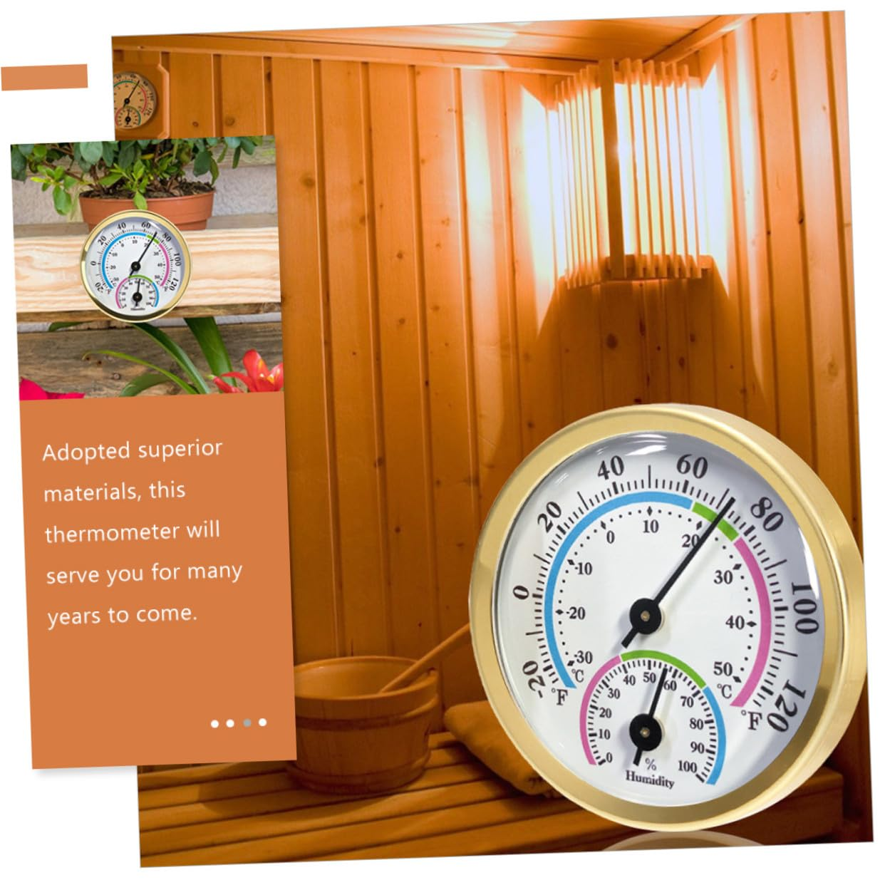 DOITOOL Indoor Outdoor Thermometer Hygrometer Mini Wall-Mounted Temperature Humidity Gauge for Home Office Garden Sauna image number 3