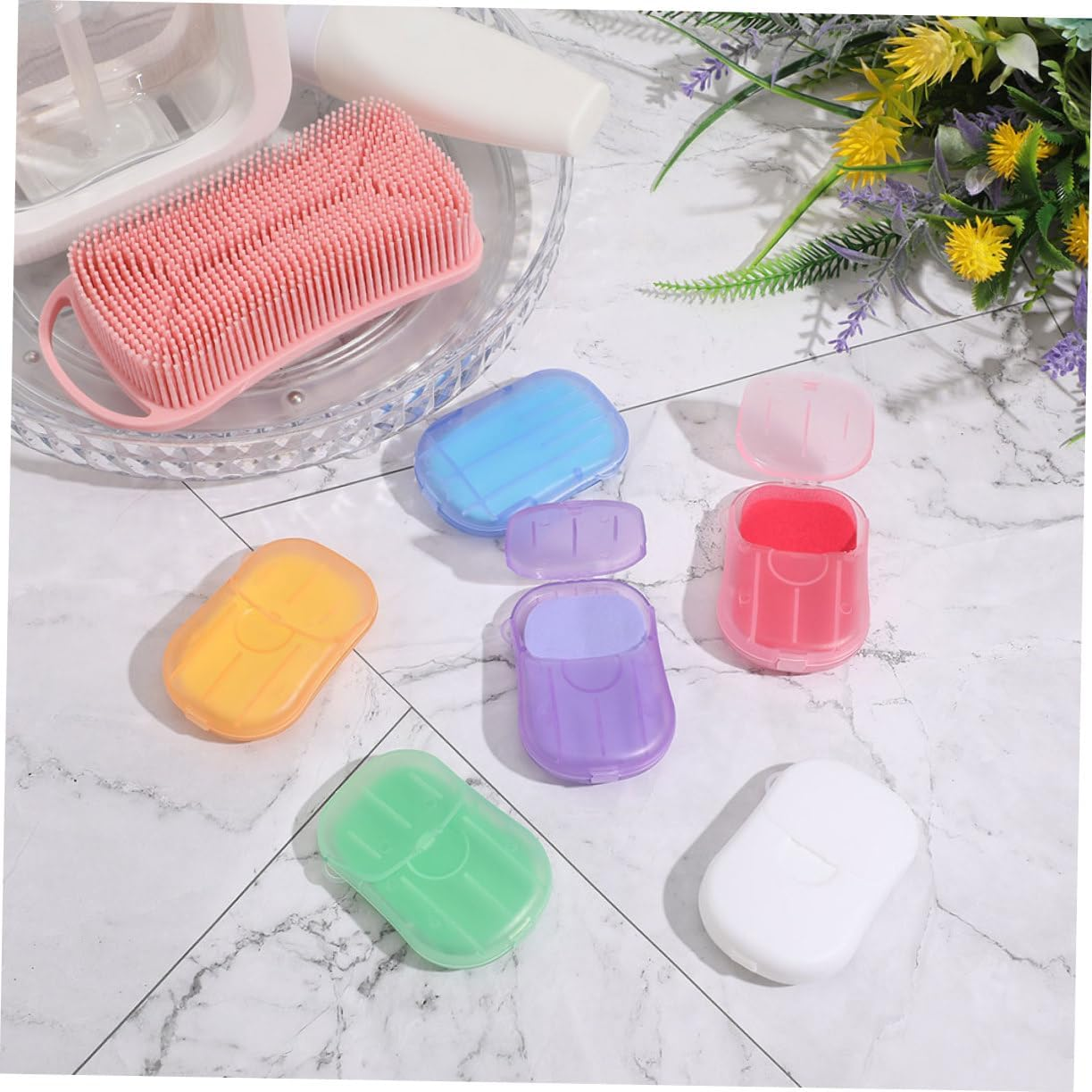 INOOMP Portable Travel Soap Sheets 12 Boxes of Compressed Soap Strips for Hand Washing 6 Fragrances (Rose Jasmine Lavender Milk Orange) for Camping Hiking and Outdoor Activities image number 5