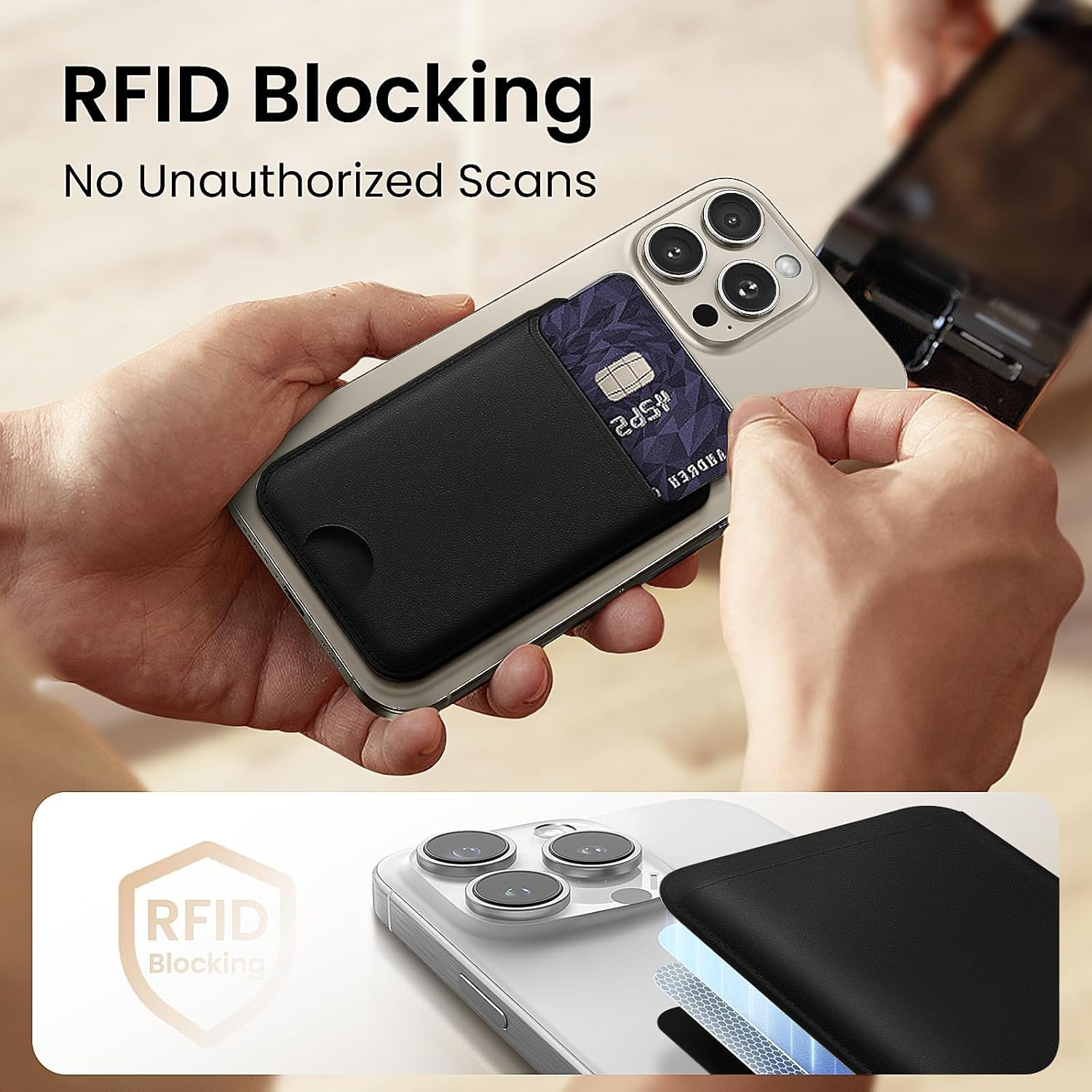 Nltyou Phone Card Holder Pocket for Phone Back Stick to Wallet Credit Card ID Card Holder Self Adhesive Sticker for Iphone image number 3