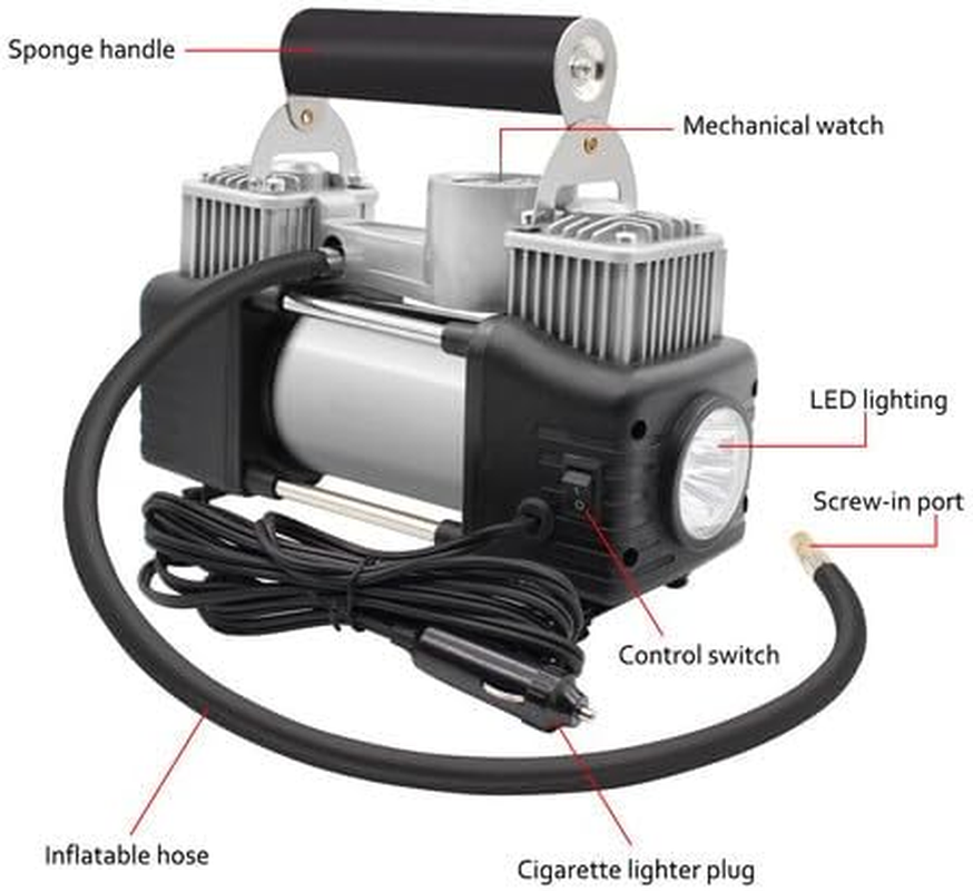 Portable Car Air Compressor Kit, 12V Heavy Duty Tyre Inflator with Tool Set, Storage Case image number 4