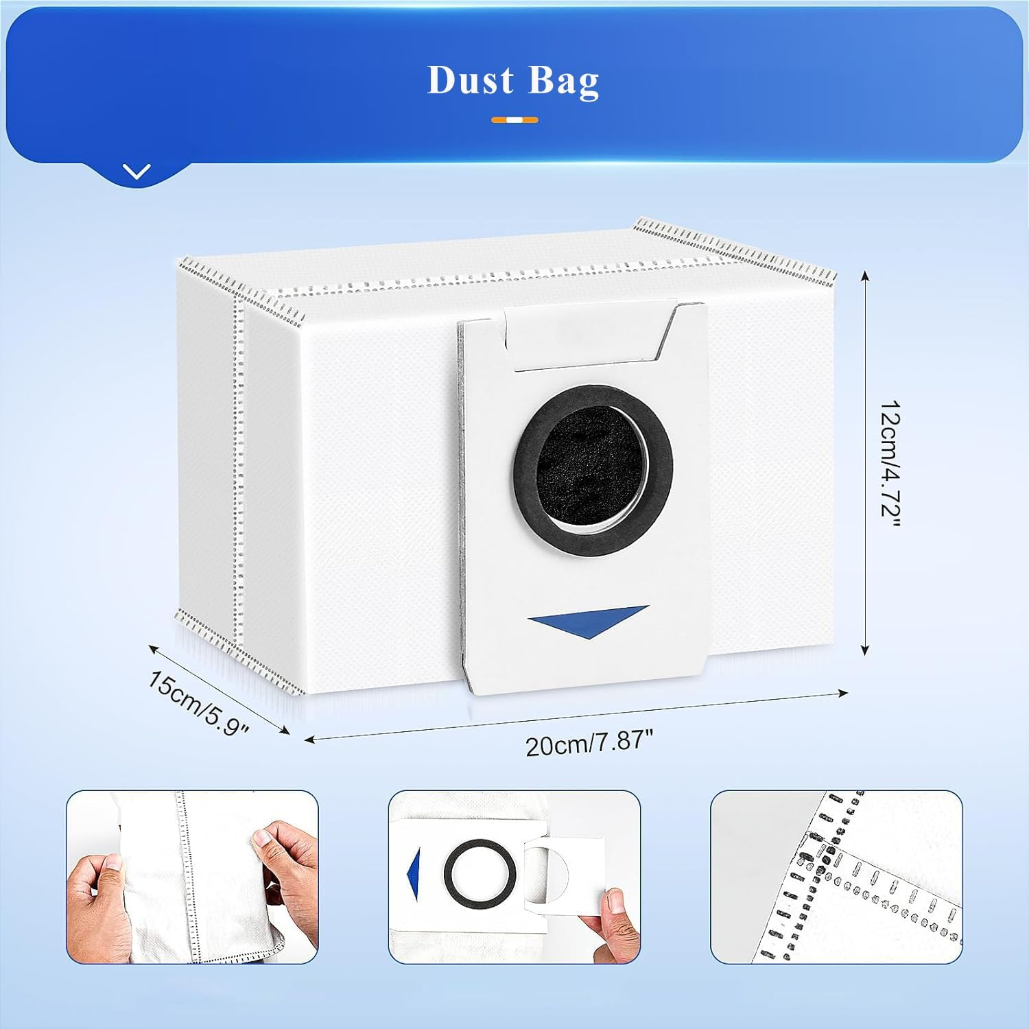 Bibemorol Replacement Parts for ECOVACS Deebot T20 Omni/Max/Pro,Ecovacs T20E T20 Max Vacuum Cleaner Accessories Kit, 1*Main Brush+ 4*Hepa Filters+ 6*Mop Pads+ 6*Vacuum Bags+ 6*Side Brushs image number 6