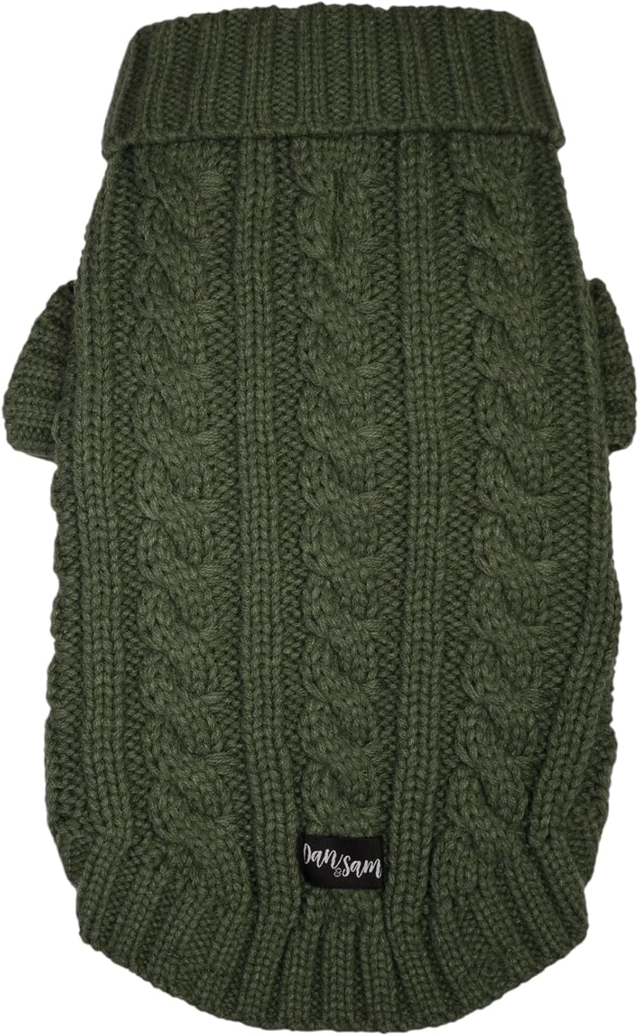 Dan and Sam Knitted Sweater - Olive Green, 30Cm, Cozy & Stylish Pet Apparel, Premium Quality Dog Jumper, Warm & Comfortable Knitwear for Small Breeds, Perfect Winter Outfit