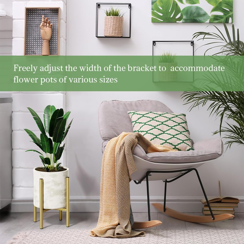 Metal Plant Stand, Adjustable Telescopic Flower Stand, Outdoor Indoor Potted Container Stand, Outdoor Garden Display Stand, Suitable for Living Room, Balcony, Corridor(Gold) image number 5