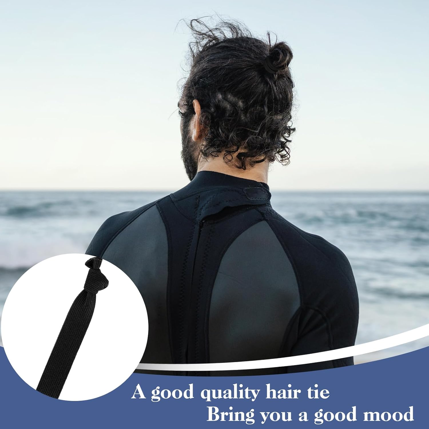 Teaaha Men'S Hair Bobbles Pack of 20 Black Knotted Hair Band Men, No Damage to Hair Band, Men, Curly Thick Elastic Sports Hairband, Men, No Wrinkles, Perfect Hair Band Men