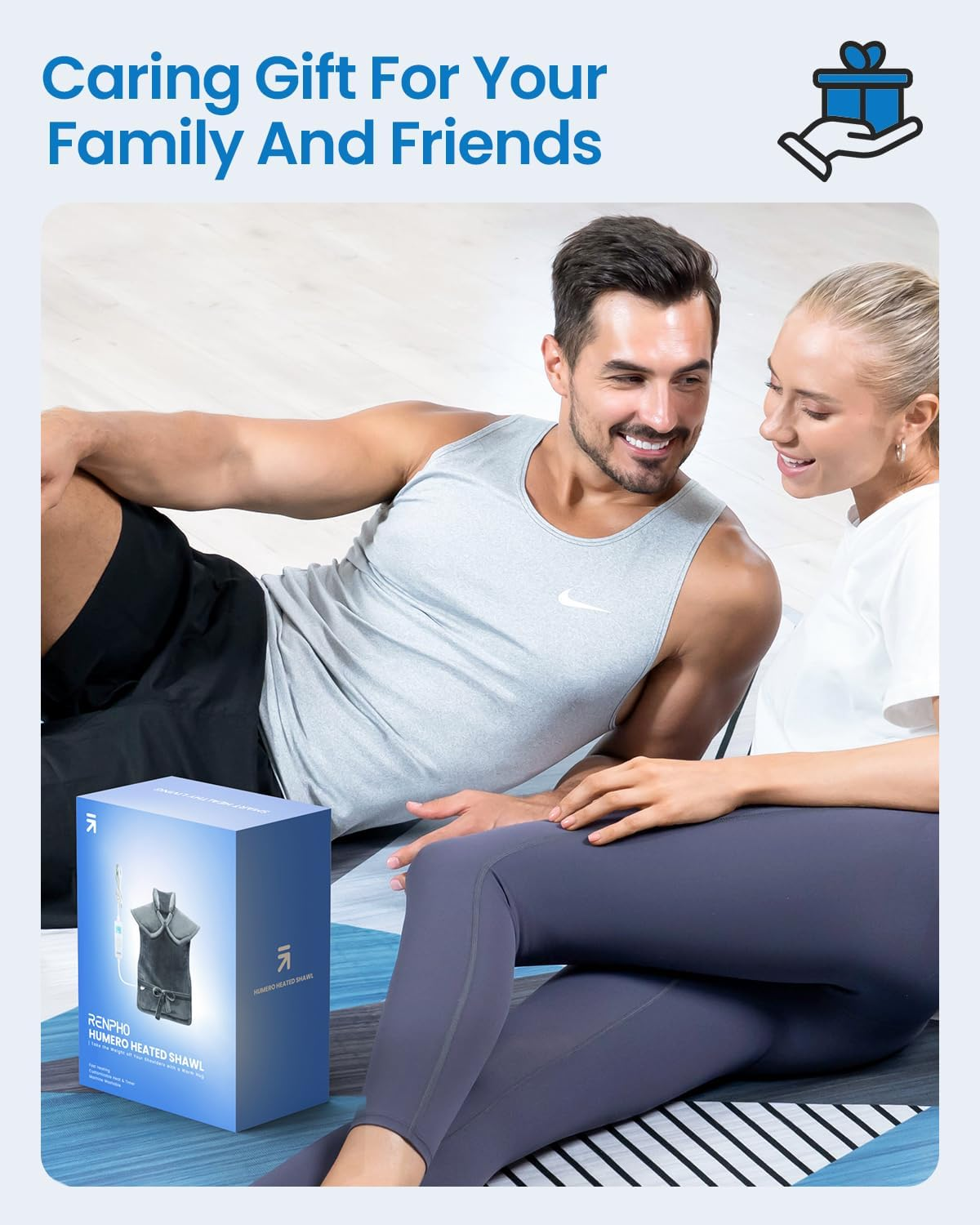 RENPHO Heat Pack, Electric Heating Pad for Back Pain Relief, Birthday Gifts for Women Men Mum Dad, 94X61Cm Large Size Neck and Shoulder Heat Pad, Auto Shut Off, Gray image number 5