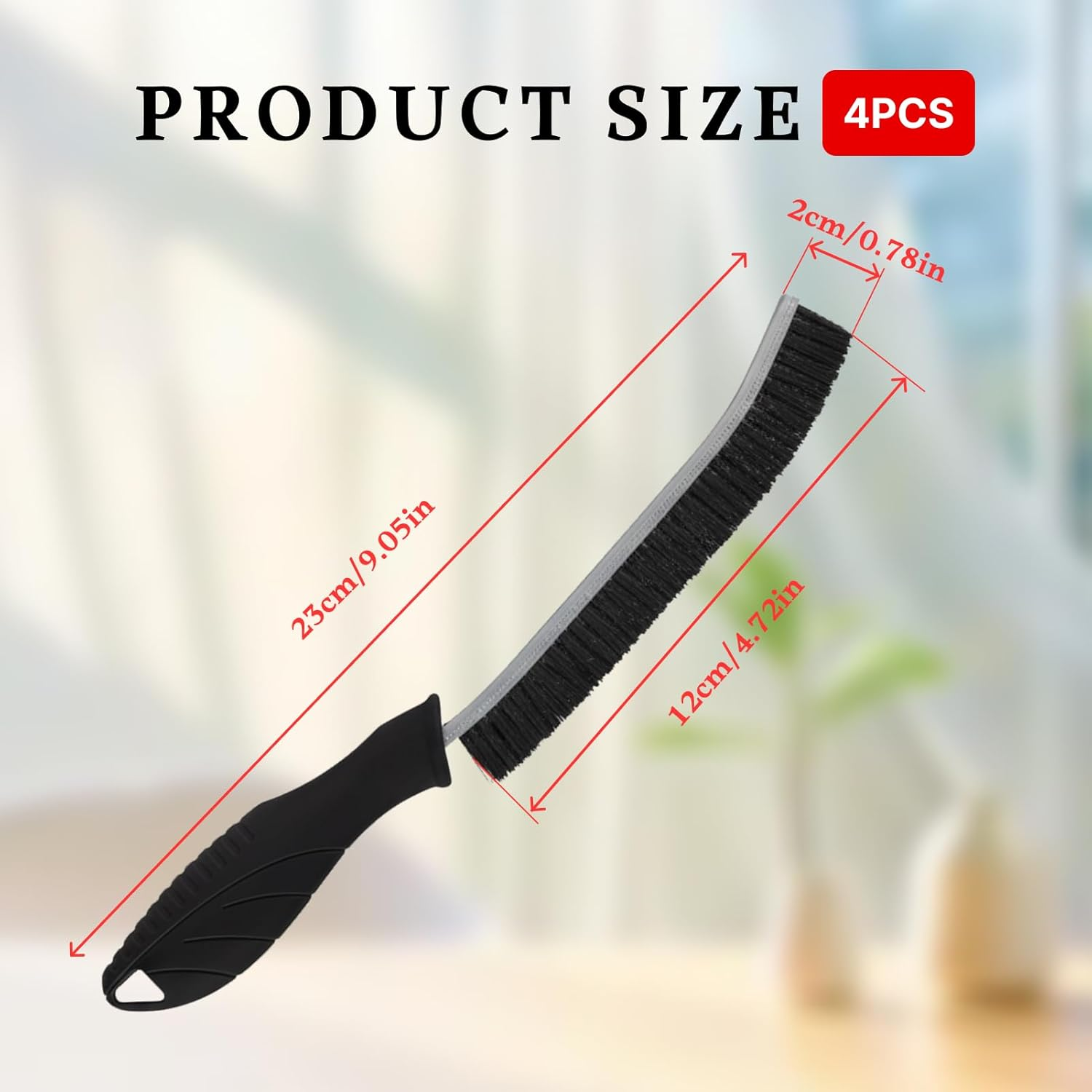 4-Pack Hard Bristle Crevice Brushes &ndash; Multi-Surface Gap Cleaning Tool Set (Black) image number 4