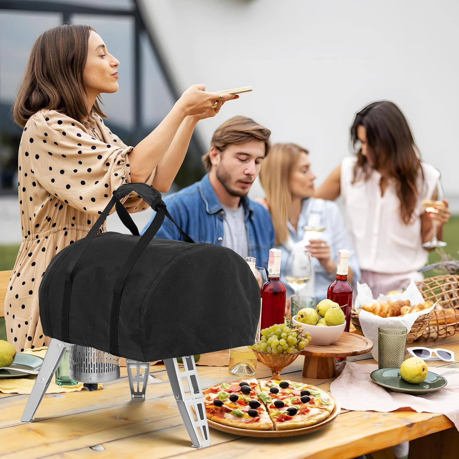 Waterproof Pizza Oven Cover for Gozney Roccbox Pizza Oven, 600D Outdoor Camping Wood Burner Storage Protective Cover Heavy Duty Waterproof Grill Oven Cover - Brown image number 3