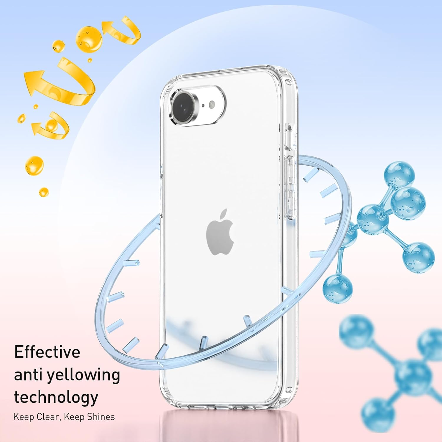 T Tersely Crystal Clear Case for Iphone 16E 2025(6.1-Inch), [Anti-Yellowing] Hard Back Slim Shockproof Bumper Anti-Scratch, Suitable for Wireless Charging