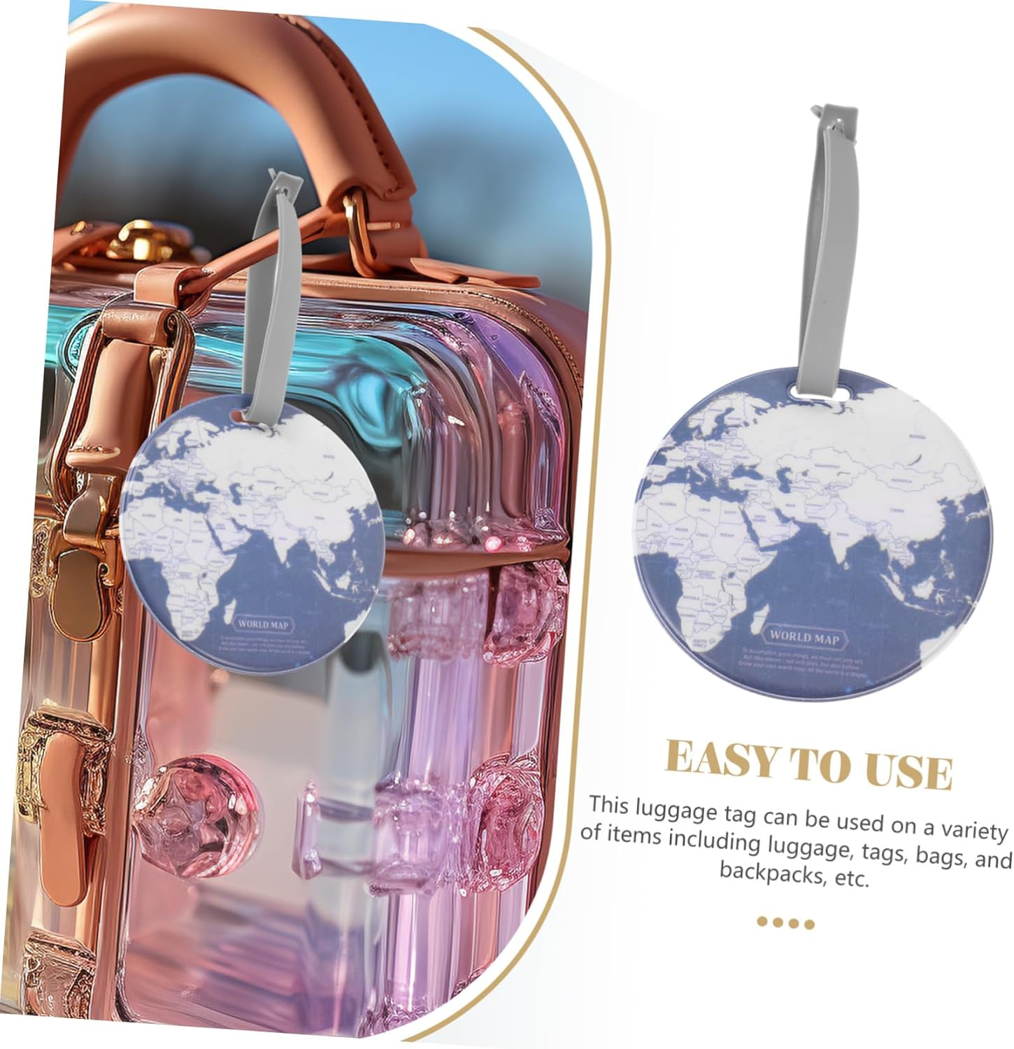 GLSTOY Funny Luggage Tags World Map PVC Suitcase Tags for Women Men Travel Accessories image number 4