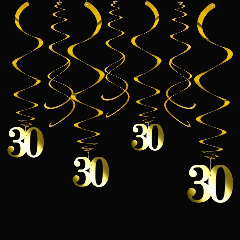 Black 40 Party Swirl Birthday Decorations-Foil Ceiling Hanging Swirl for 40Th Birthday Party Decorations 40Th Anniversary - Pack of 20 image number 3