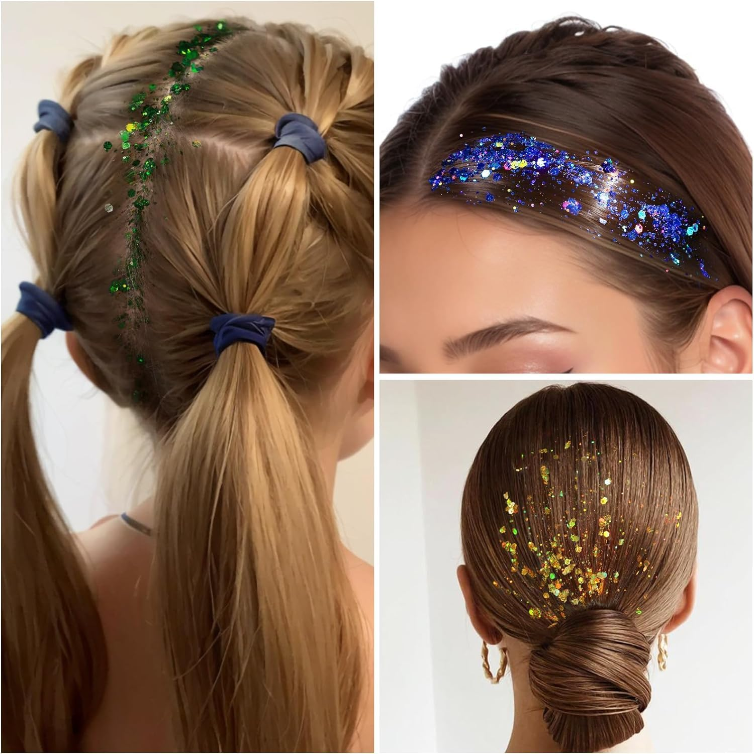 Slzhds Face and Body Glitter Gel, 12 Colors Mermaid Face Glitter Gel, Sequins Glitter Face Paint, Hair Glitter Gel, Glitter Gel Makeup for Lip, Hair, Eyes, Chunky Glitter for Festivals, Parties (12 Color) image number 5