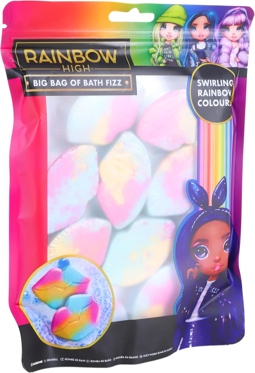 Toyland&reg; Rainbow High Bath Bombs - 10 Lip Shaped Bath Bombs - Swirling Rainbow Colours! image number 1