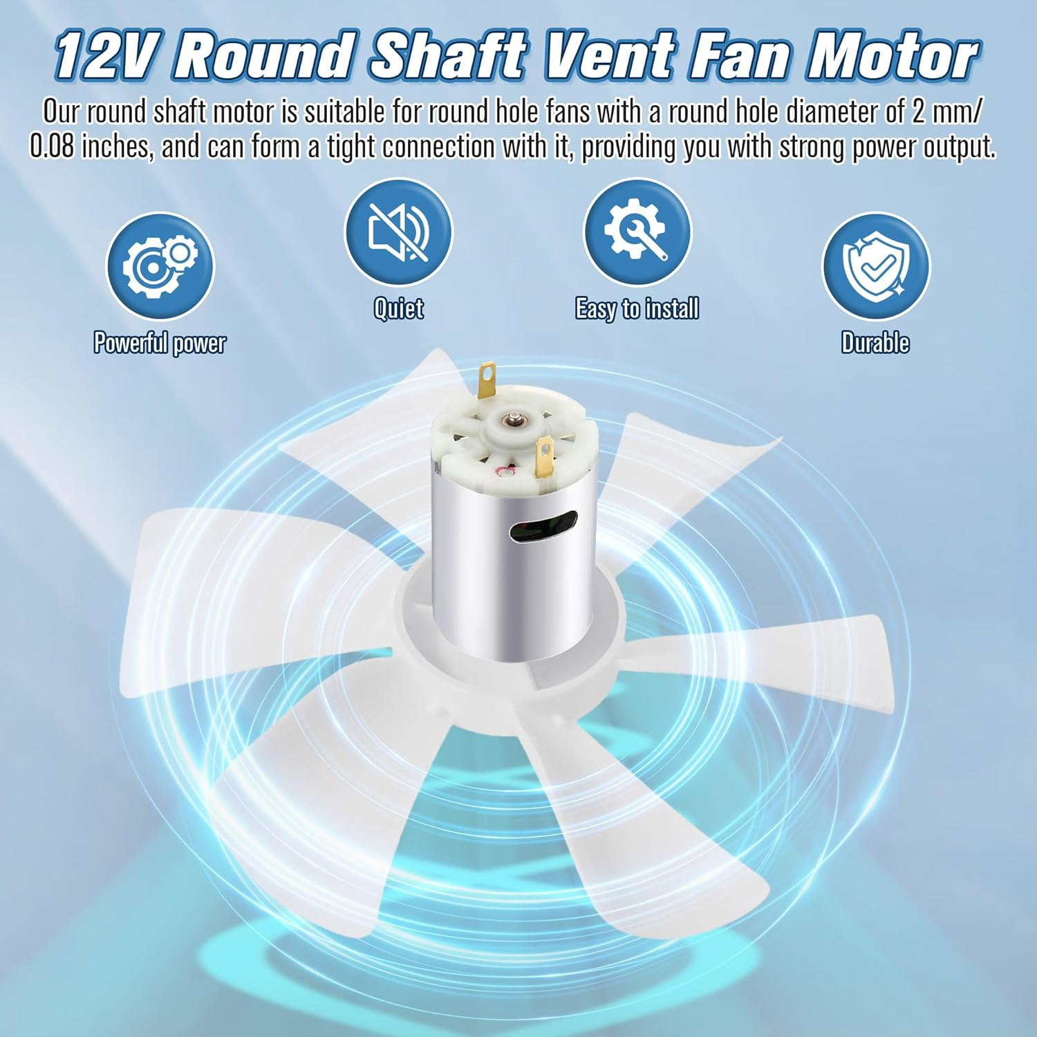 Saillong 12V DC Fan Motor Compatible with Ventline BVD0218-00, RV Vent Motor Compatible with Ventline Ventadome Lids and Accessories, round Shaft Motor for Bathroom Roof Exhaust Fan Motor Replacement image number 4