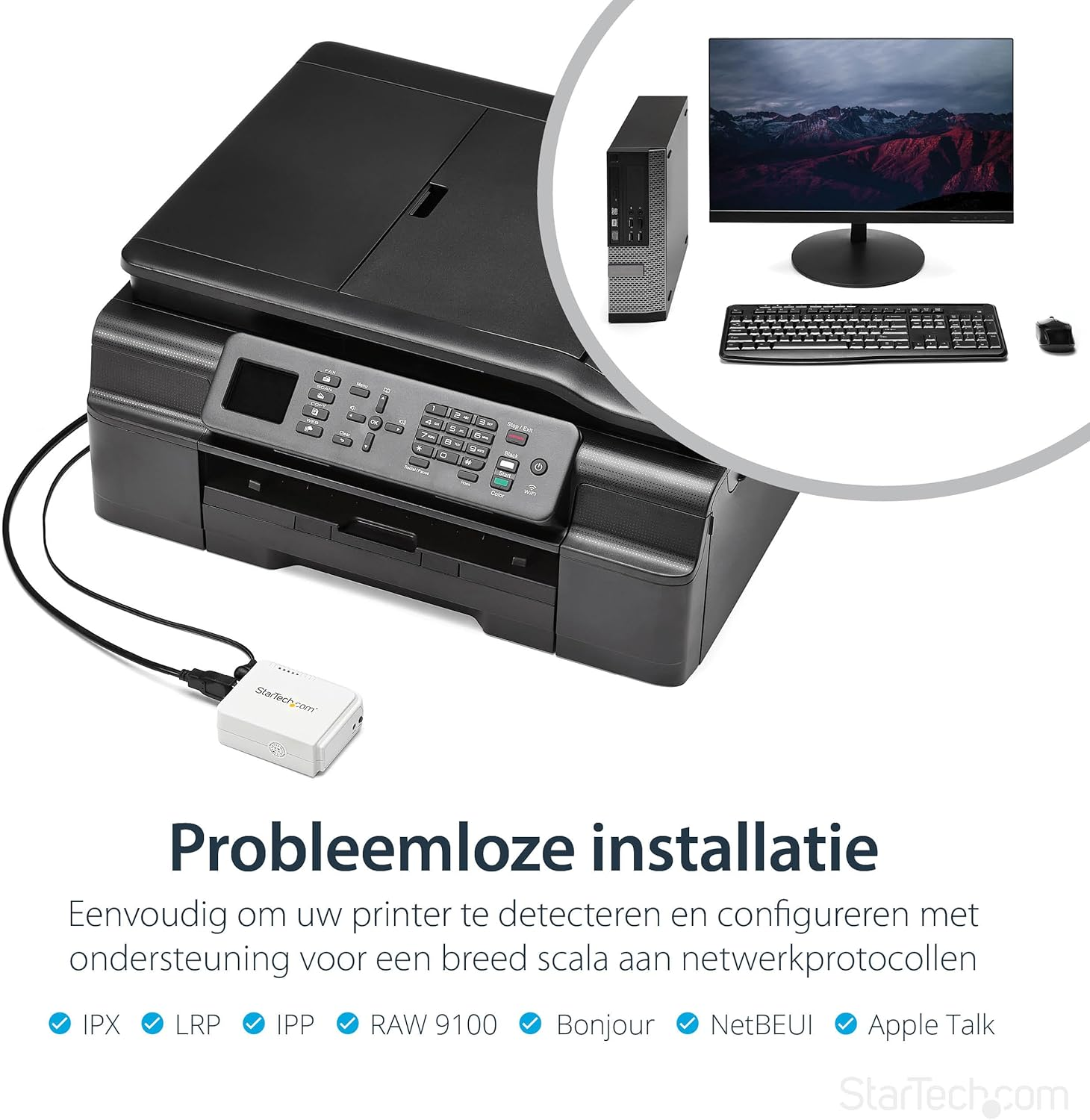 Startech.Com 1 Port USB WLAN 802.11 B/G/N Print Server with 10/100 Mb/S Ethernet Connection - Wireless-N Printer Server/Print Server image number 4