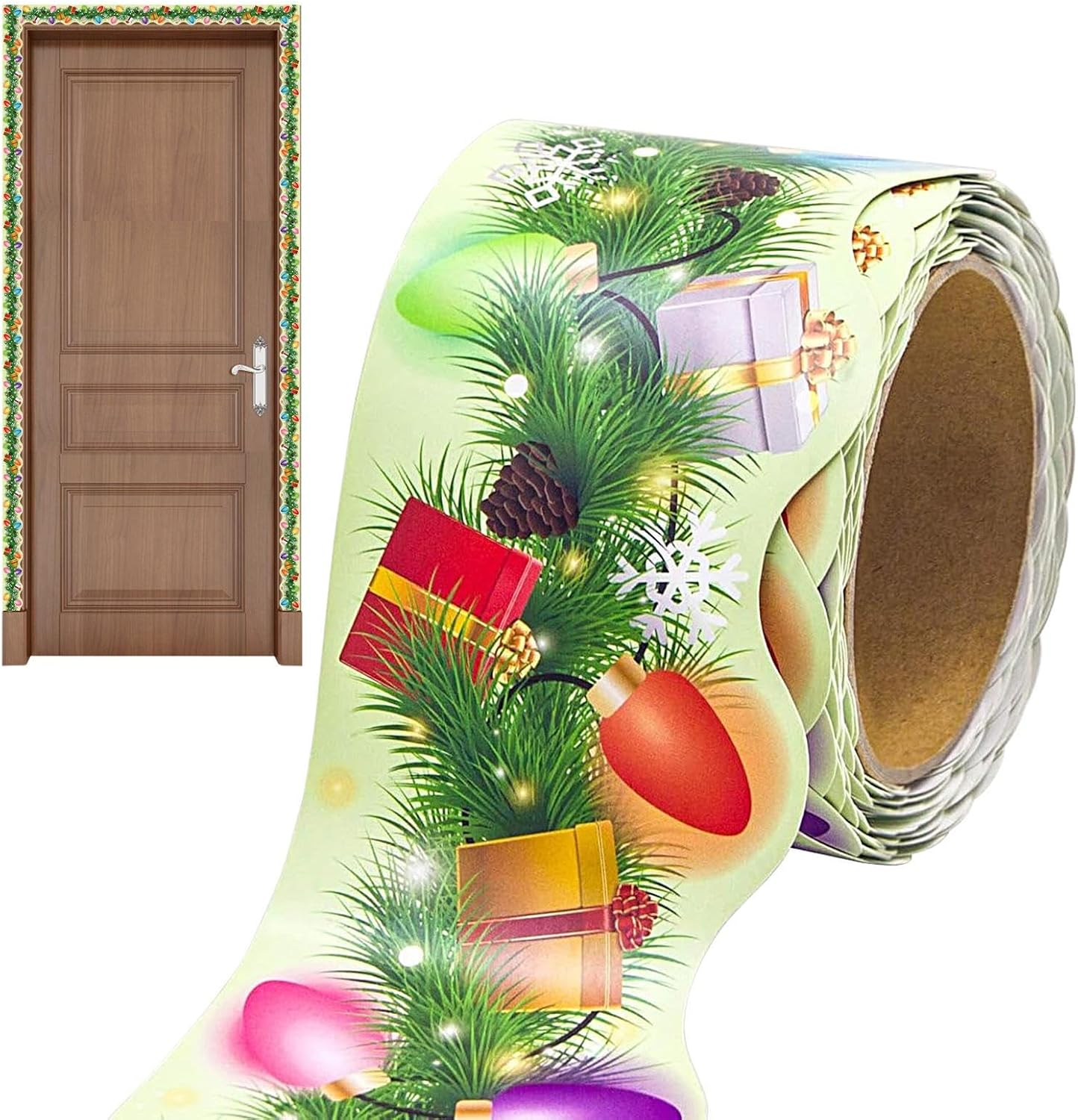 Light Bulbs Pine Needles Border Decorations - 59 Feet Christmas Classroom Bulletin Board Border,Seasonal Decor for Doorways Room Thanksgiving Party Walls Dormitory image number 6