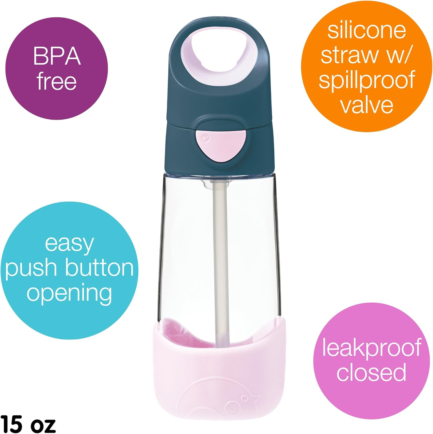 B.Box Tritan Drink Bottle, Indigo Rose, 450 Ml Capacity image number 4